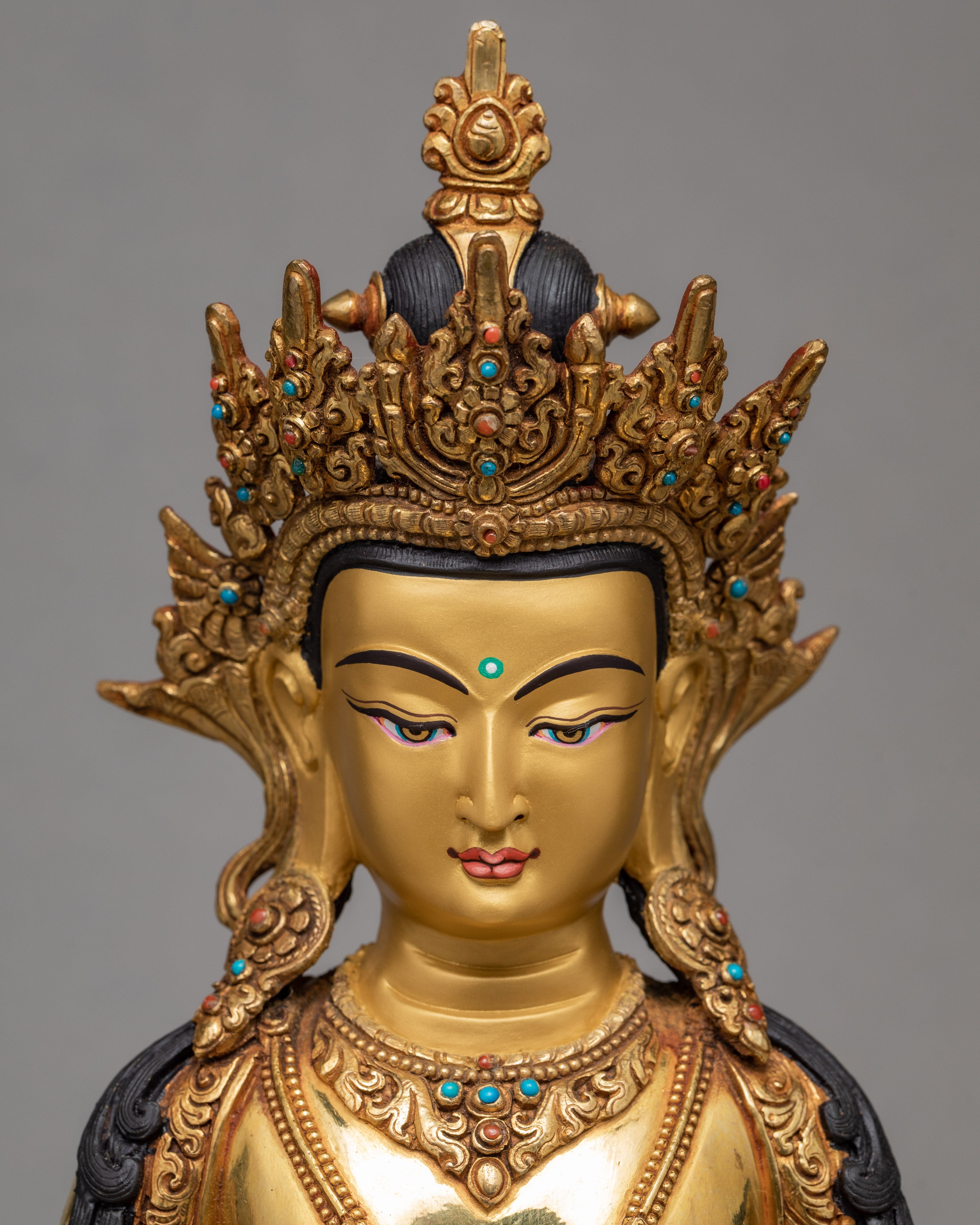 Amitayus Buddha Statue | Plated With Gold buddha Sculpture