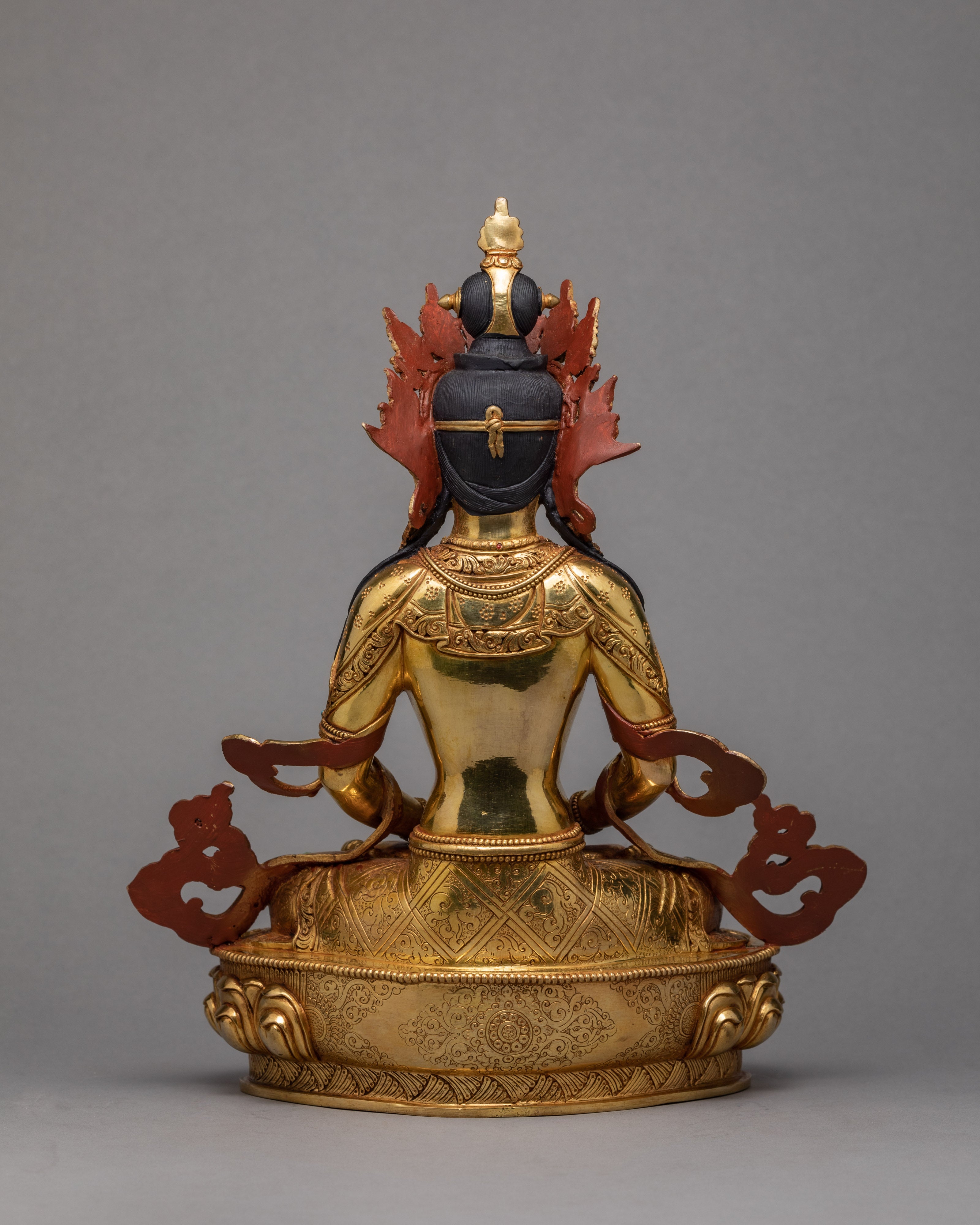 Amitayus Buddha Statue | Plated With Gold buddha Sculpture