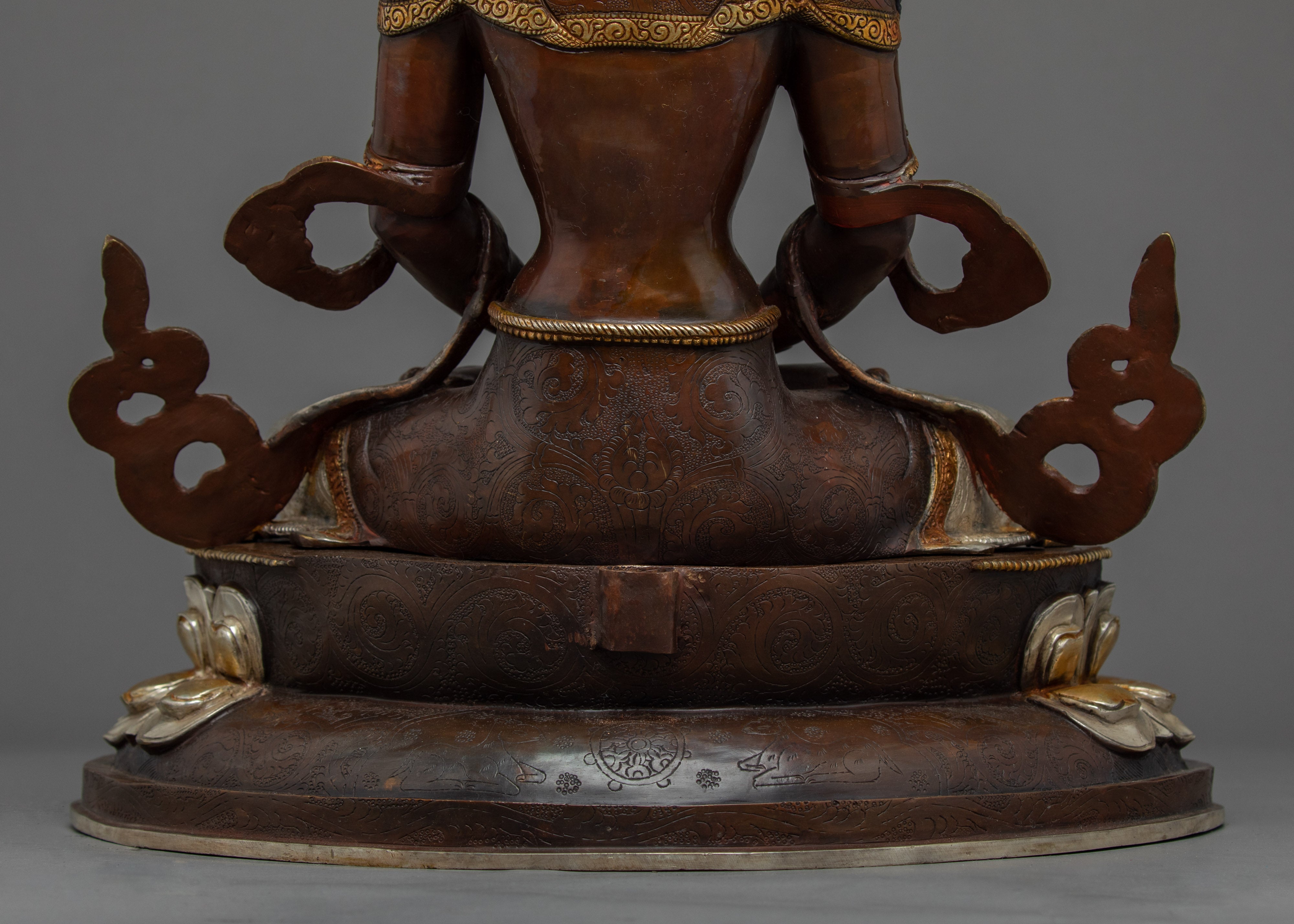 Buddha Amitayus Gold Statue | Hand carved Buddhist Deity