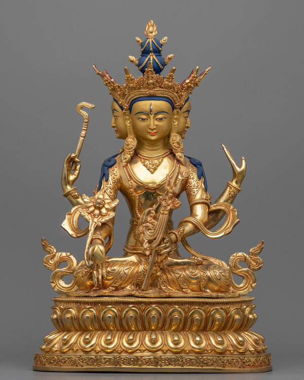 Amoghapasha Lokeshvara Statuette | Traditional Himalayan Artwork of Bodhisattva