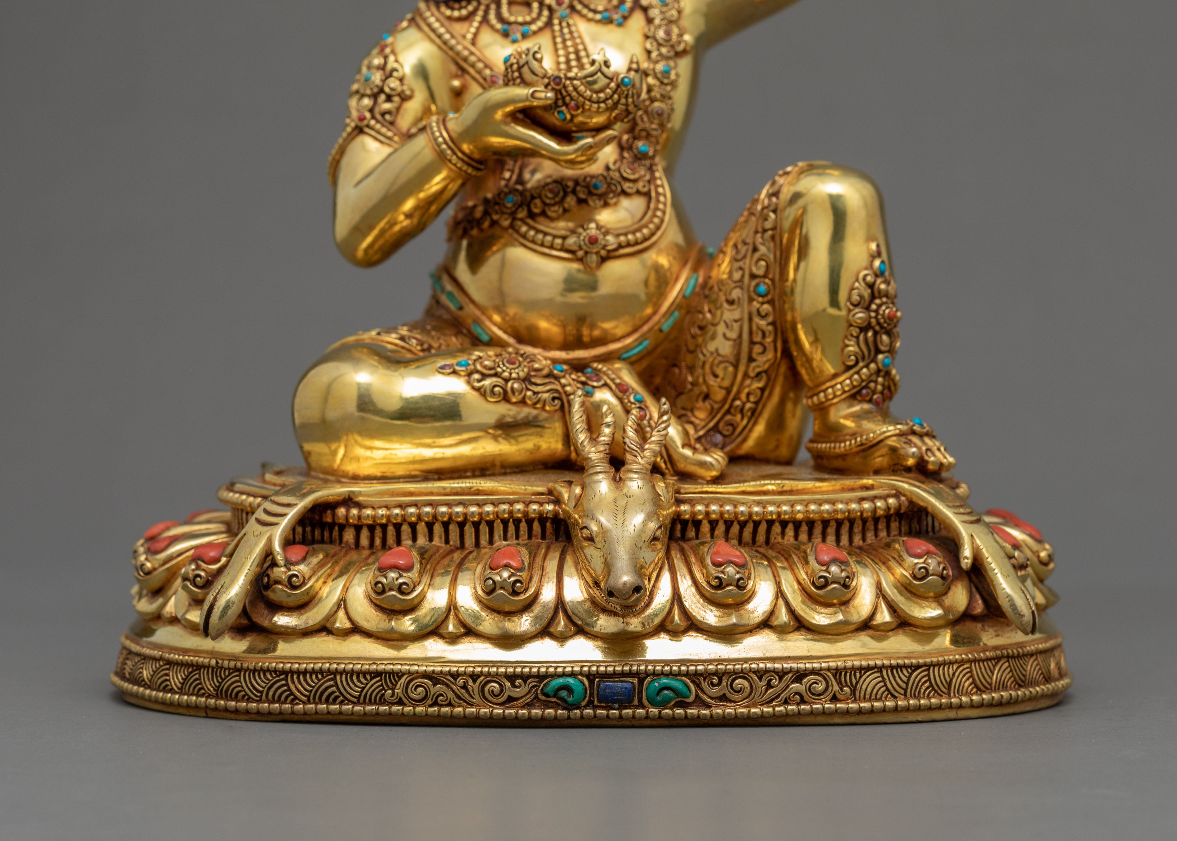 Mahasiddha Virupa Statue | Traditional Gold Gilded Art