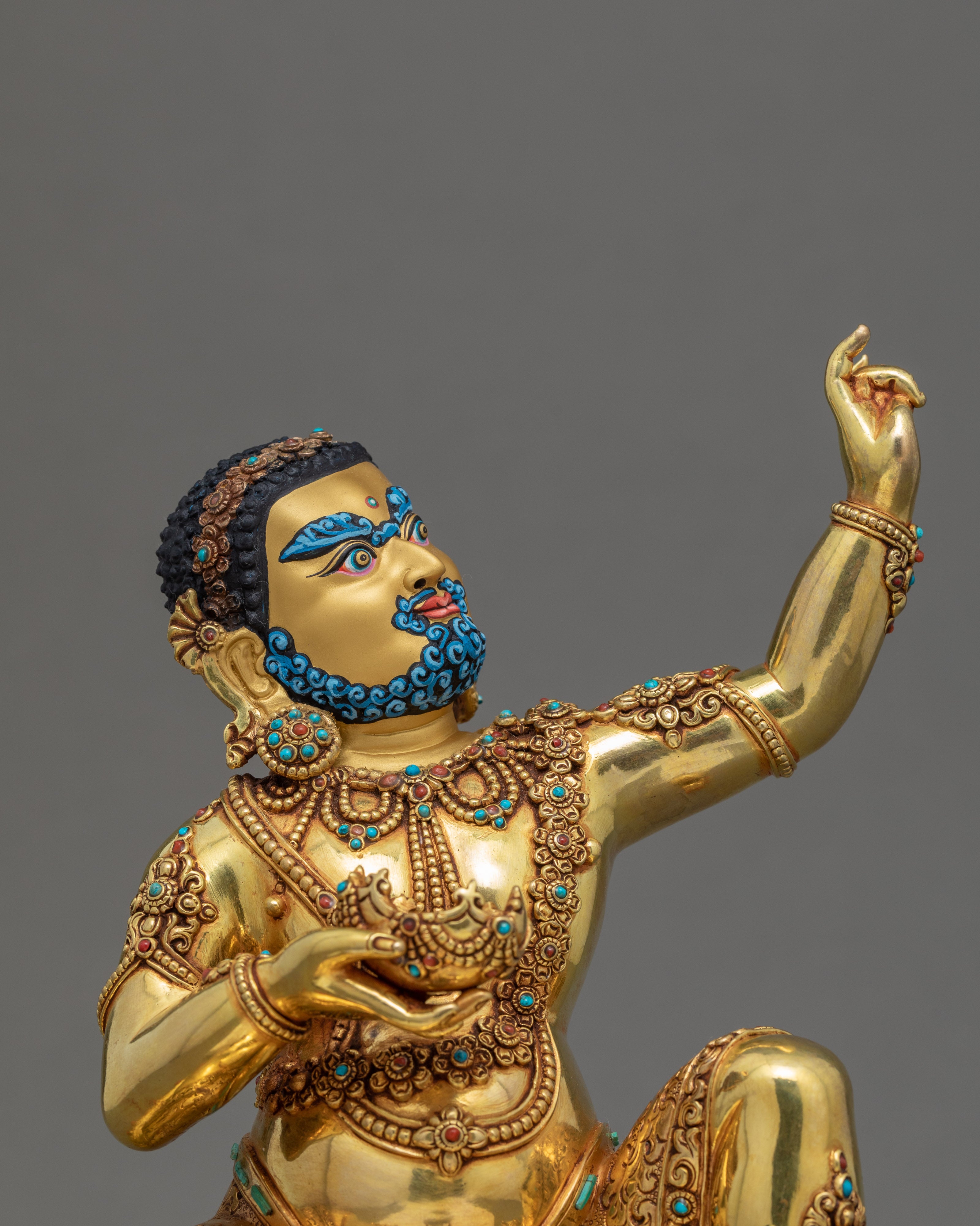 Mahasiddha Virupa Statue | Traditional Gold Gilded Art