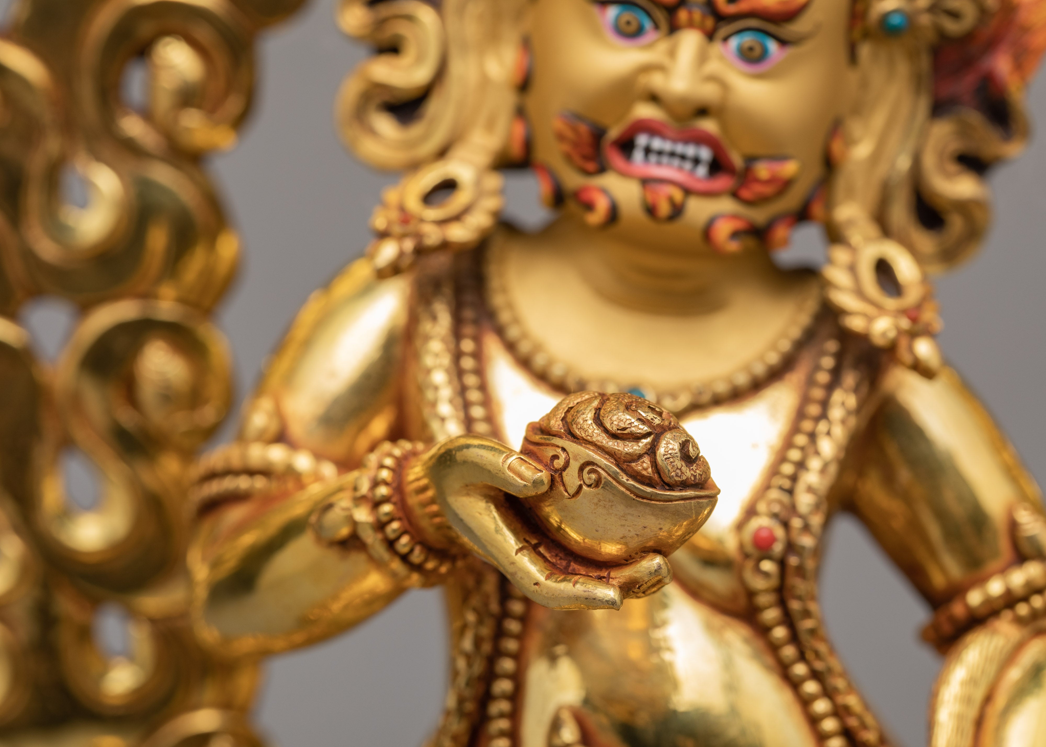 Black Jambhala Statue | Hand-Carved Buddhist Deity Sculpture | Dzambhala