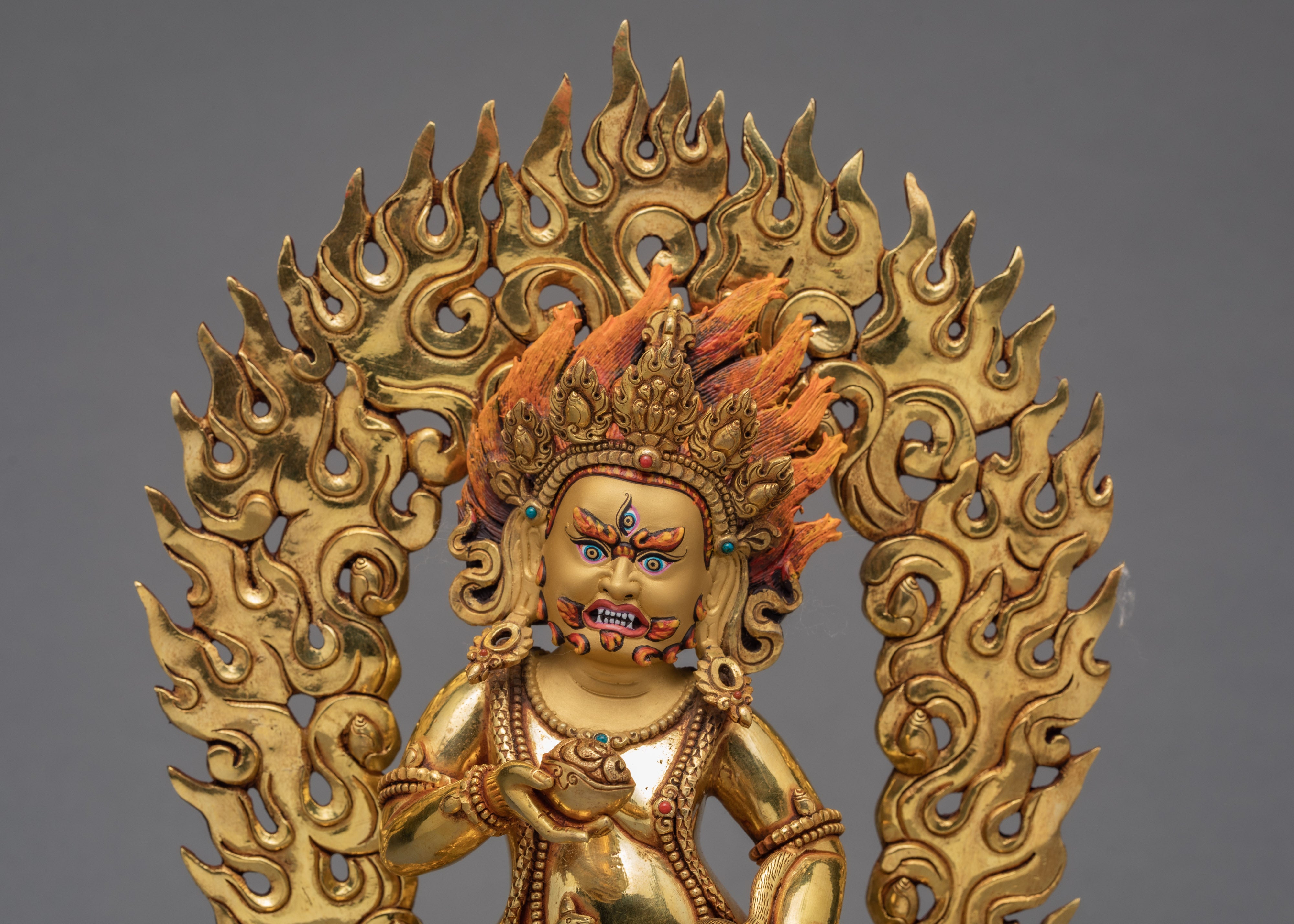 Black Jambhala Statue | Hand-Carved Buddhist Deity Sculpture | Dzambhala