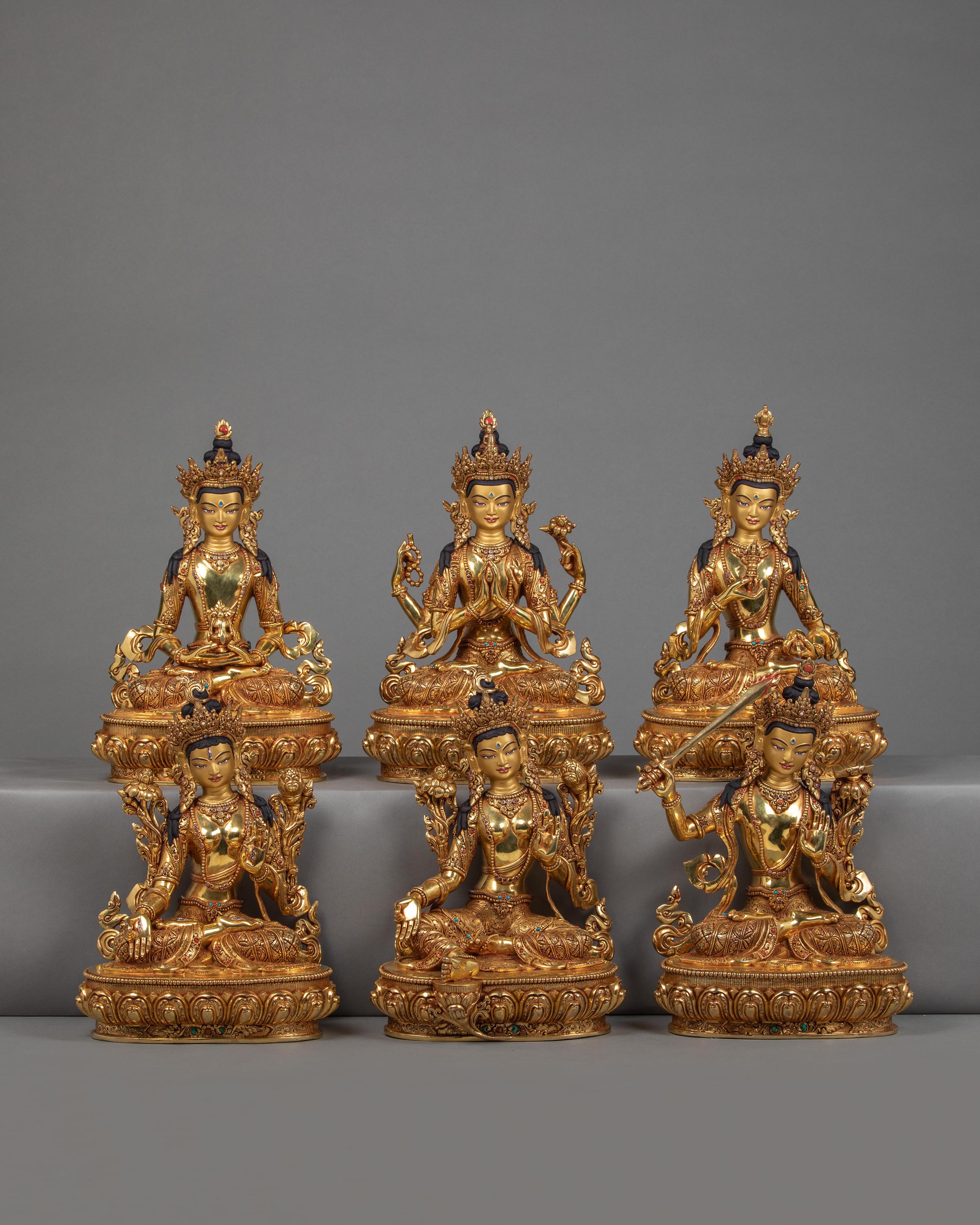 bodhisattva statue White Tara Green Tara Vajrasattva Chenrezig Manjushri Amitayus