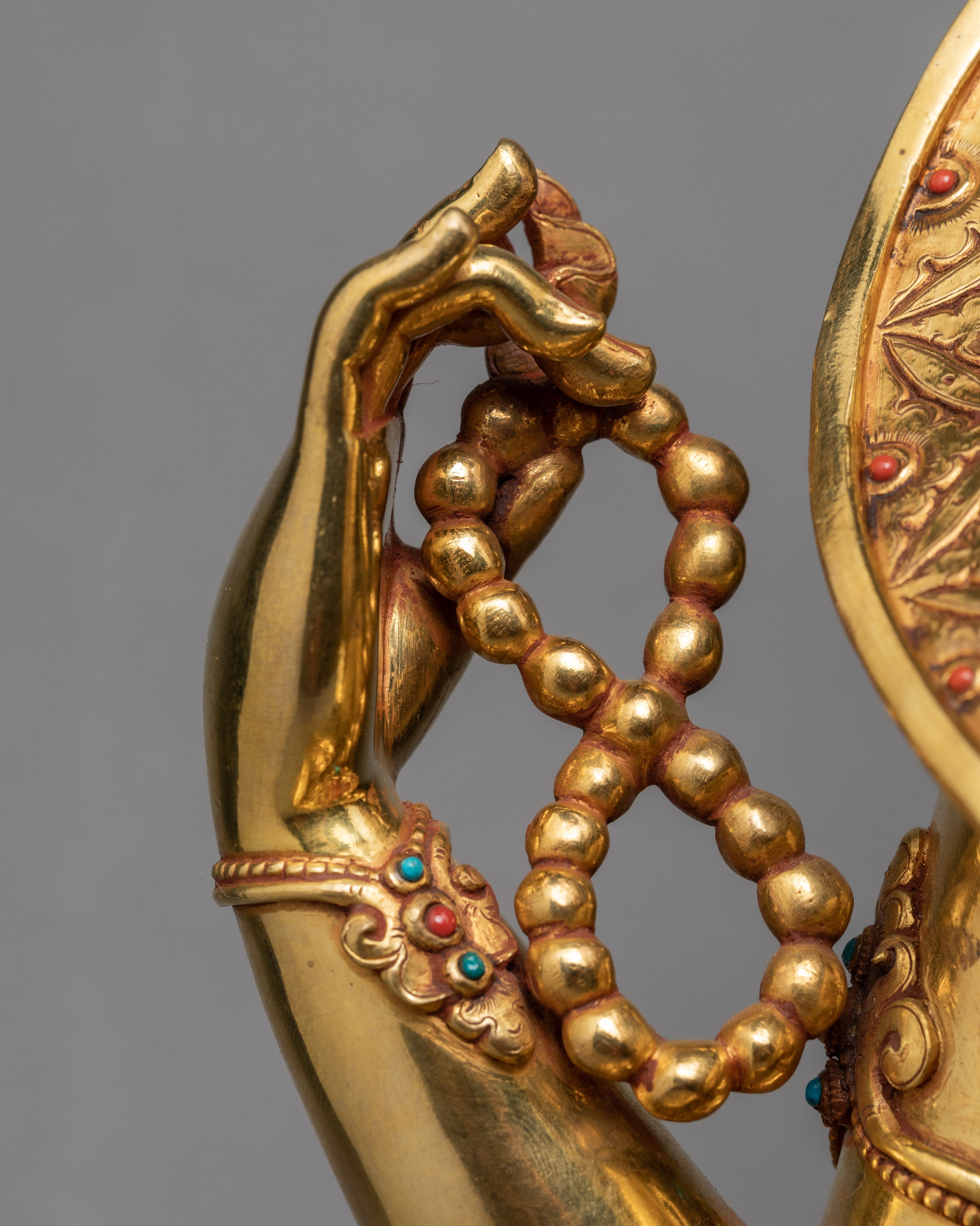 Four-armed Chenrezig Statue | Traditionally Gold Plated Bodhisattva Statue | Himalayan Sculpture