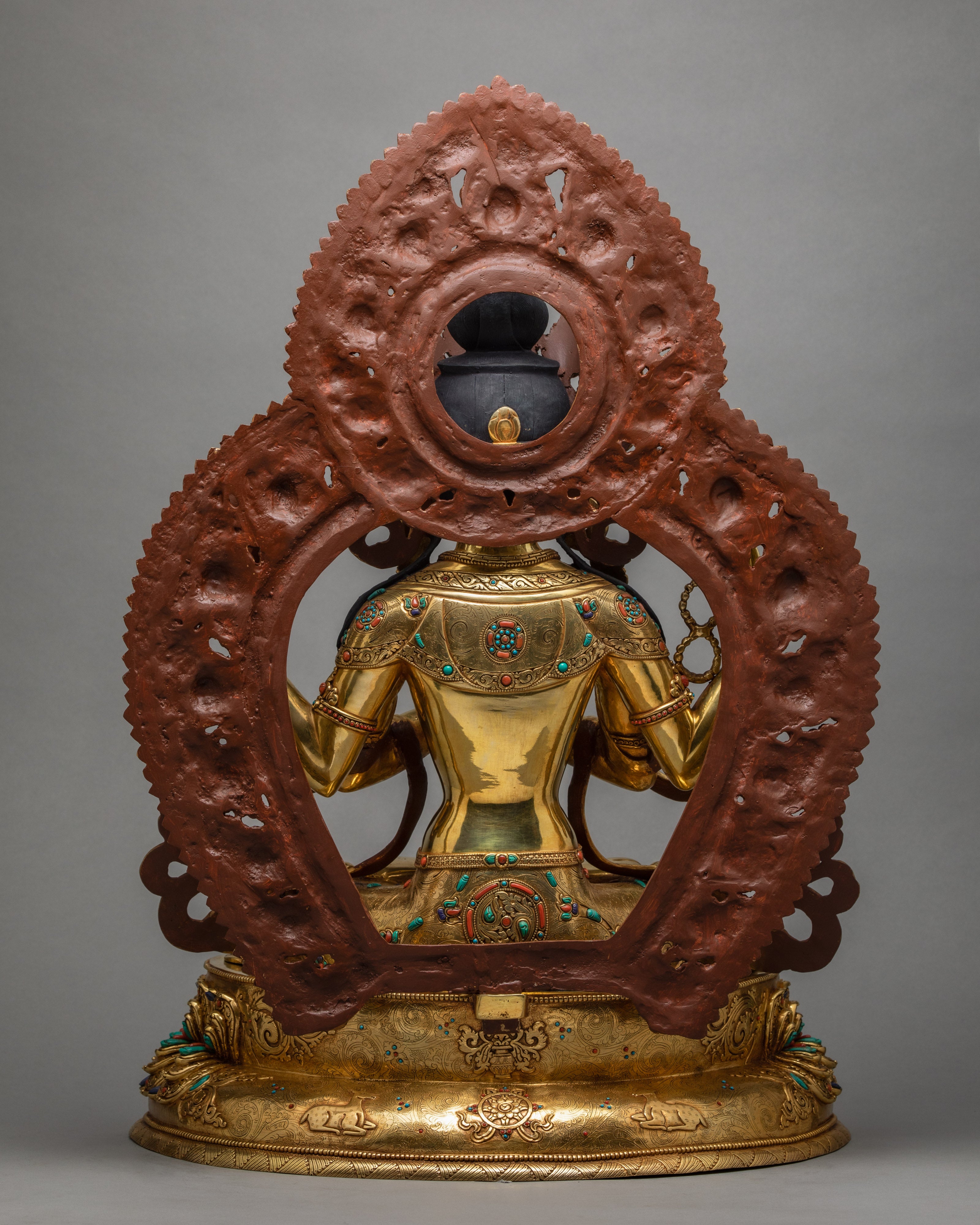 Avalokiteshvara Statue | Bodhisattva Chenrezig Statue| Hand-Carved Gold Gilded Statue