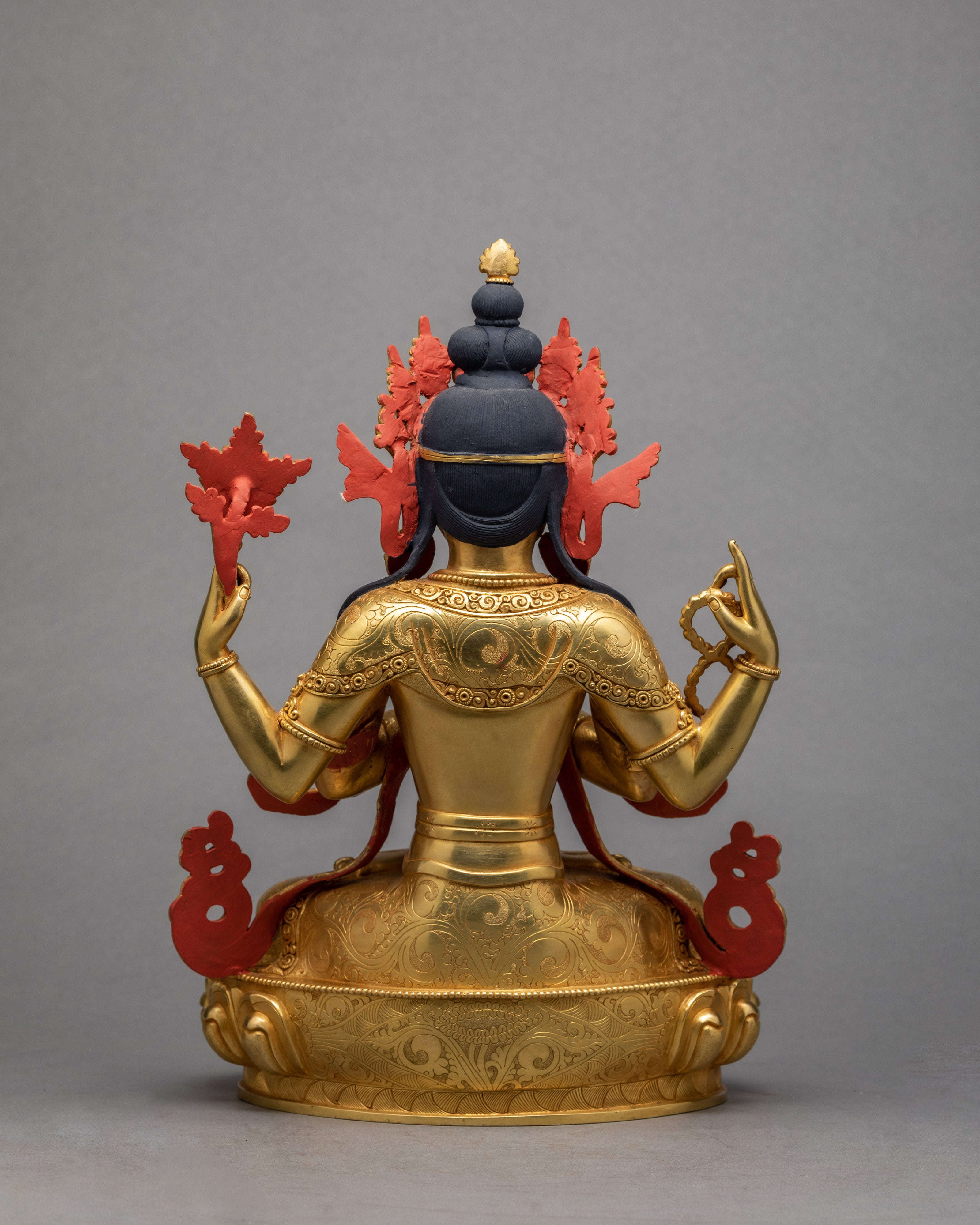 Chenrezig Statue | Avalokiteshvara Statue | Traditionally Gold Gilded Statue