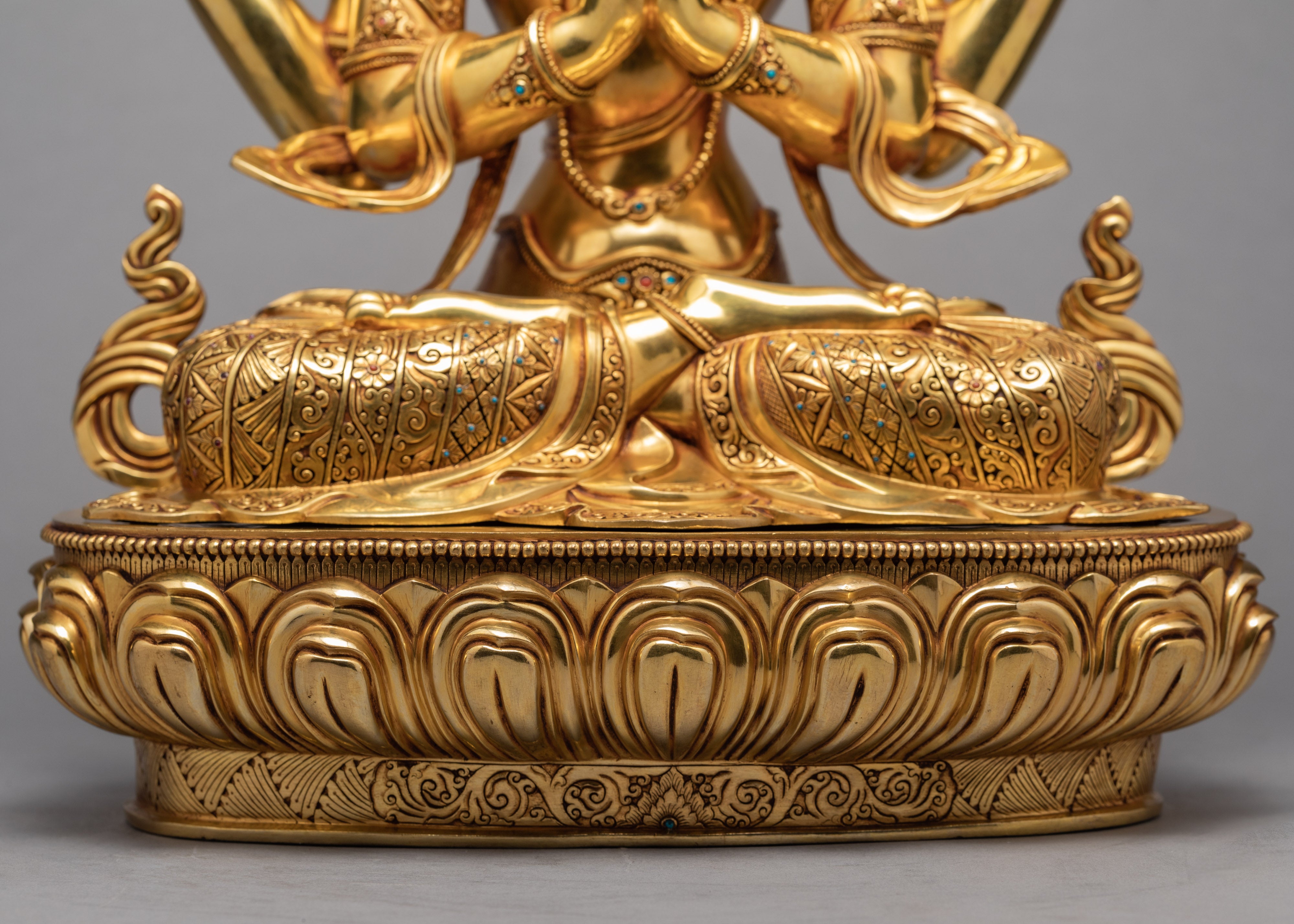Four-Armed Chenrezig Statue | Gold Plated Bodhisattva | Himalayan Art