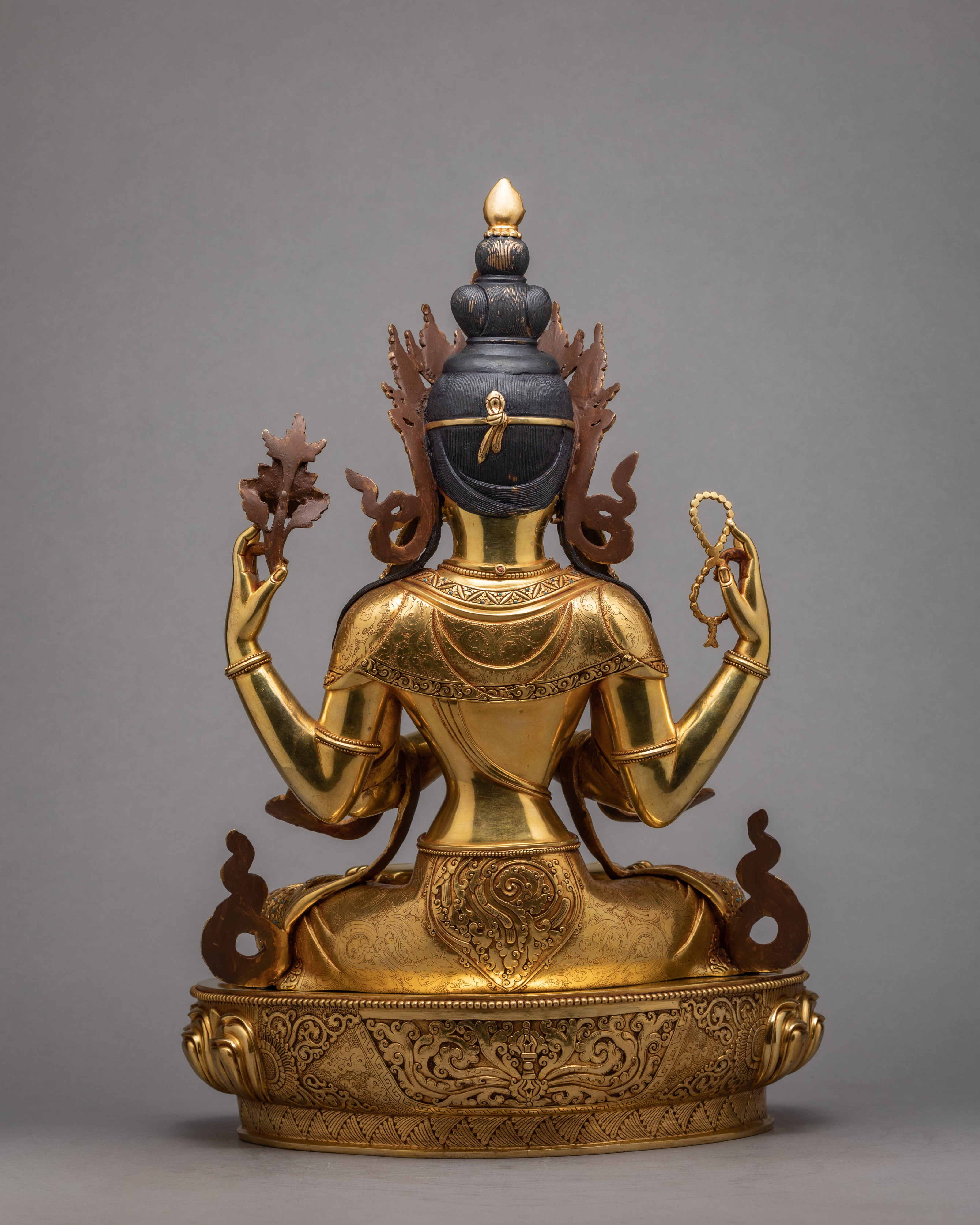 Four-Armed Chenrezig Statue | Gold Plated Bodhisattva | Himalayan Art