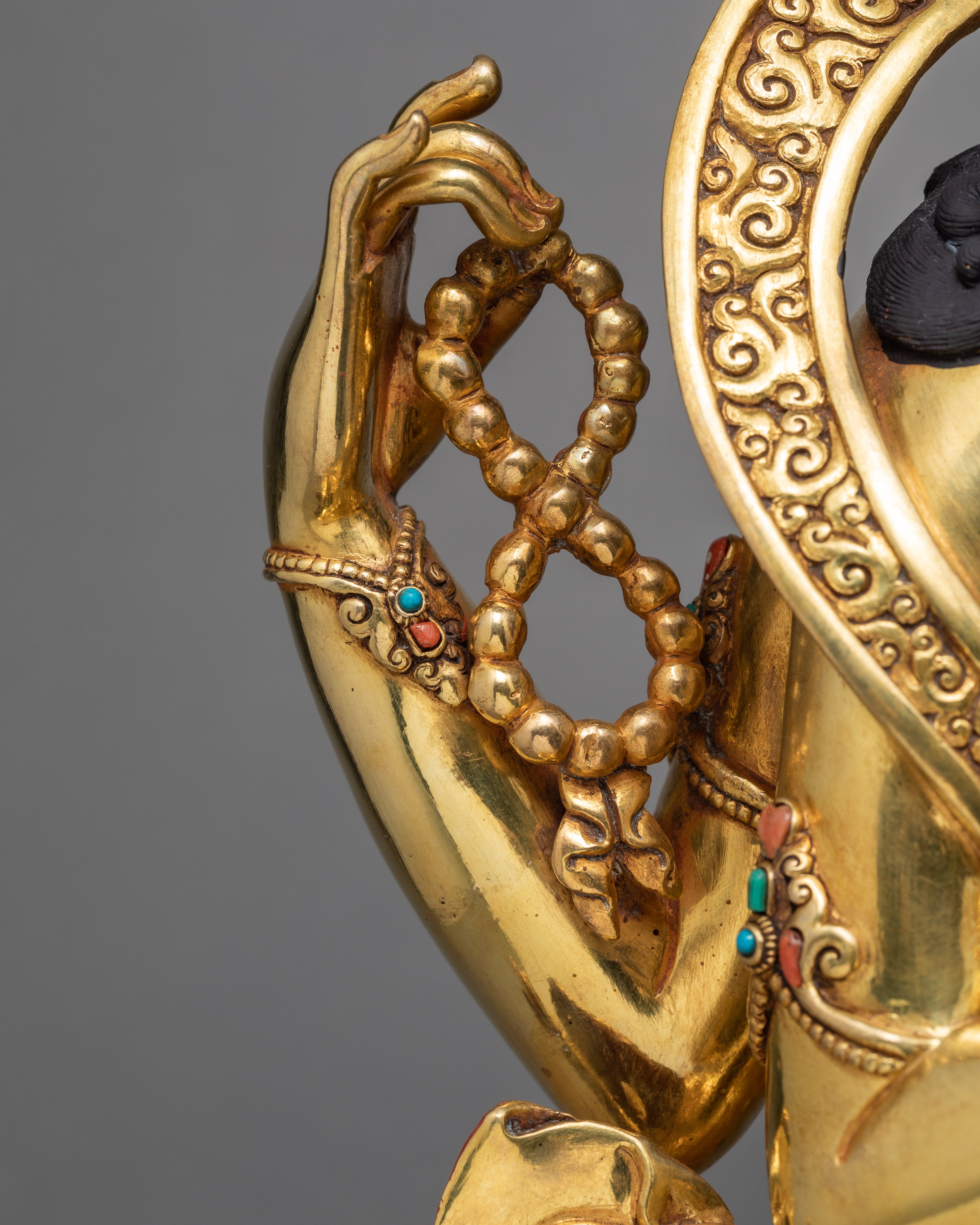 Chenrezig Statue | Avalokiteshvara Statue Adorned with Turquoise Coral | Finely Hand Carved