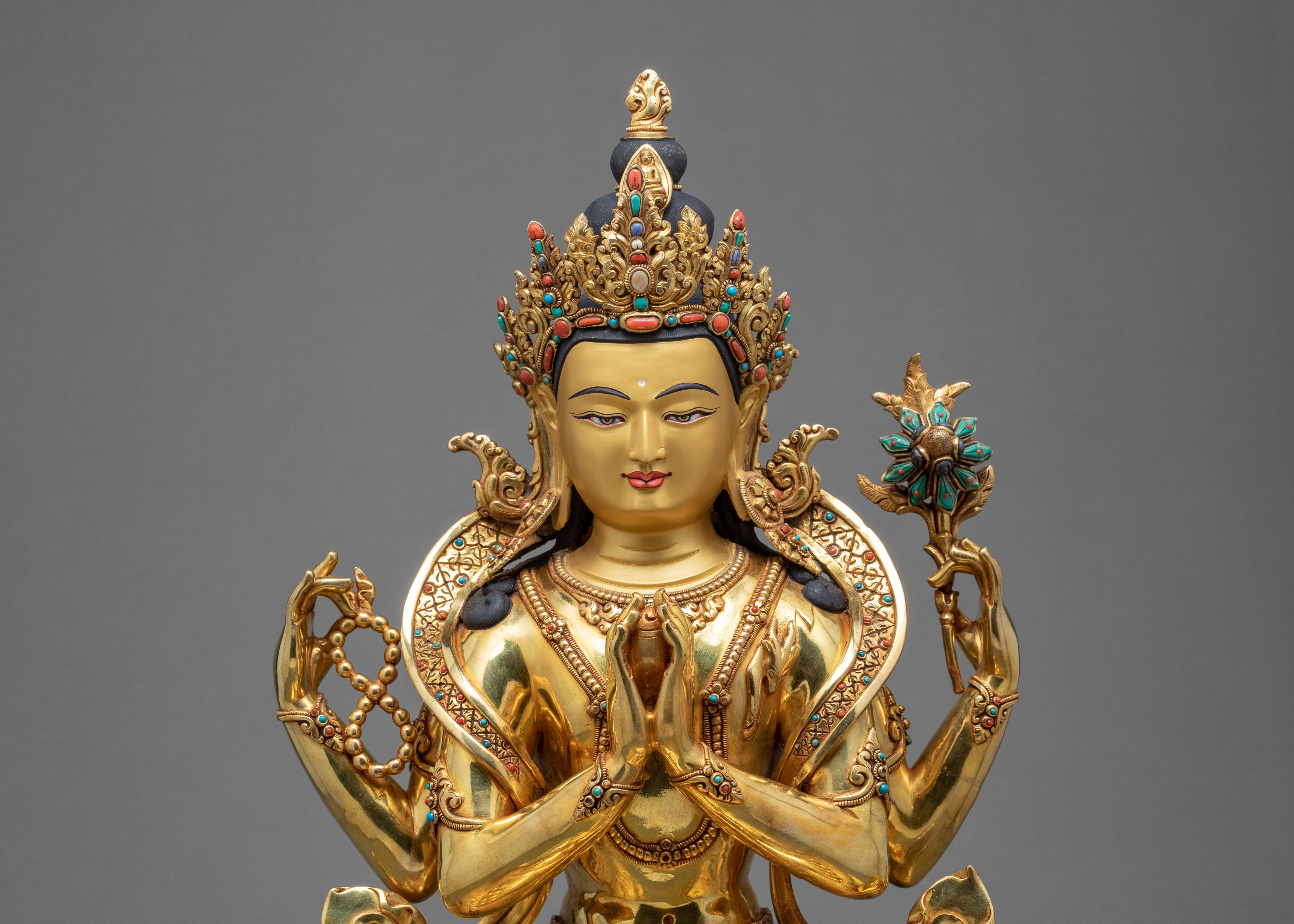 4 Arms Chenrezig | Tibetan Statue | Bodhisattva Of Compassion