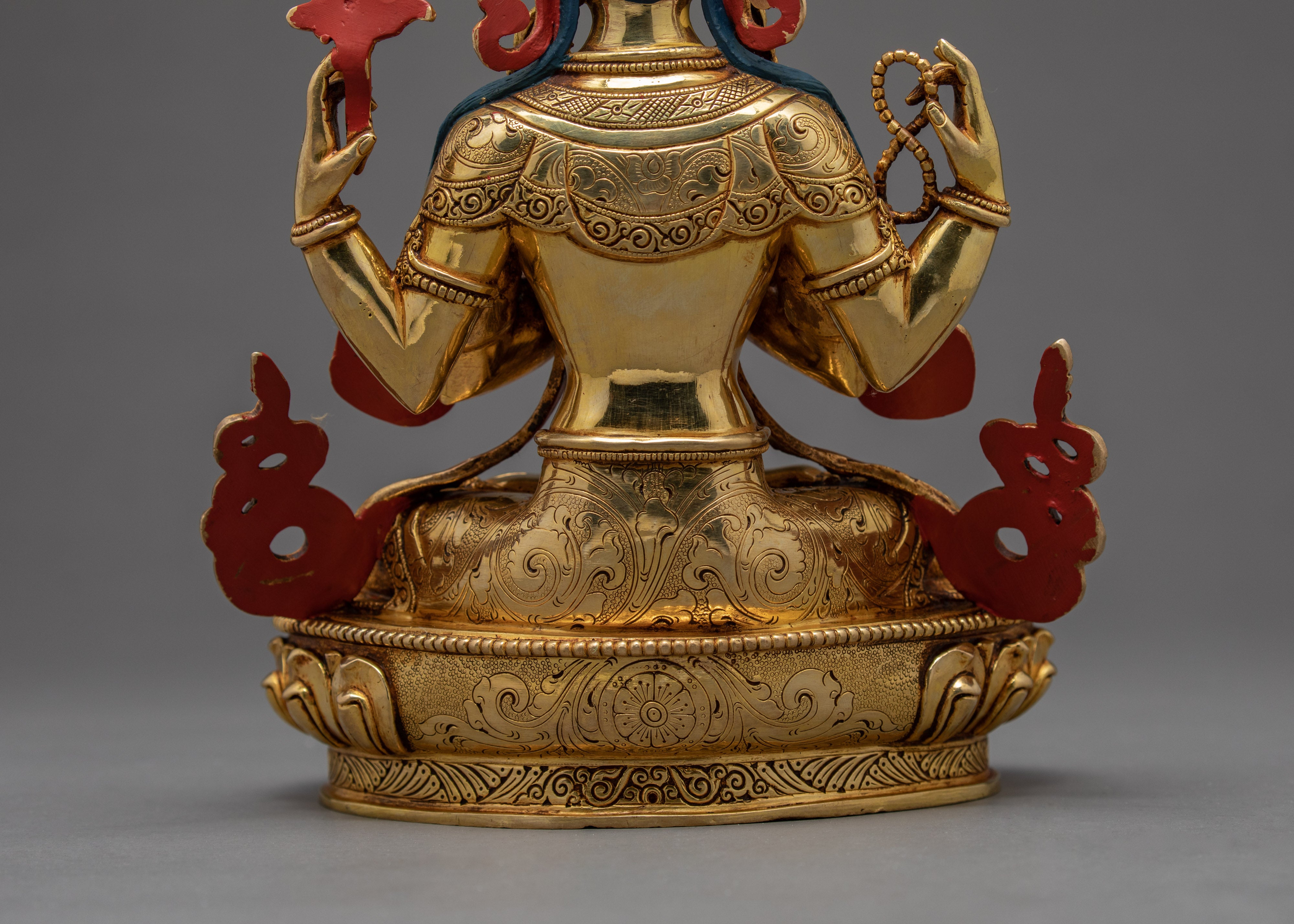 Bodhisattva Chenrezig Statue | 24K Gold Gilded Tibetan Sculpture