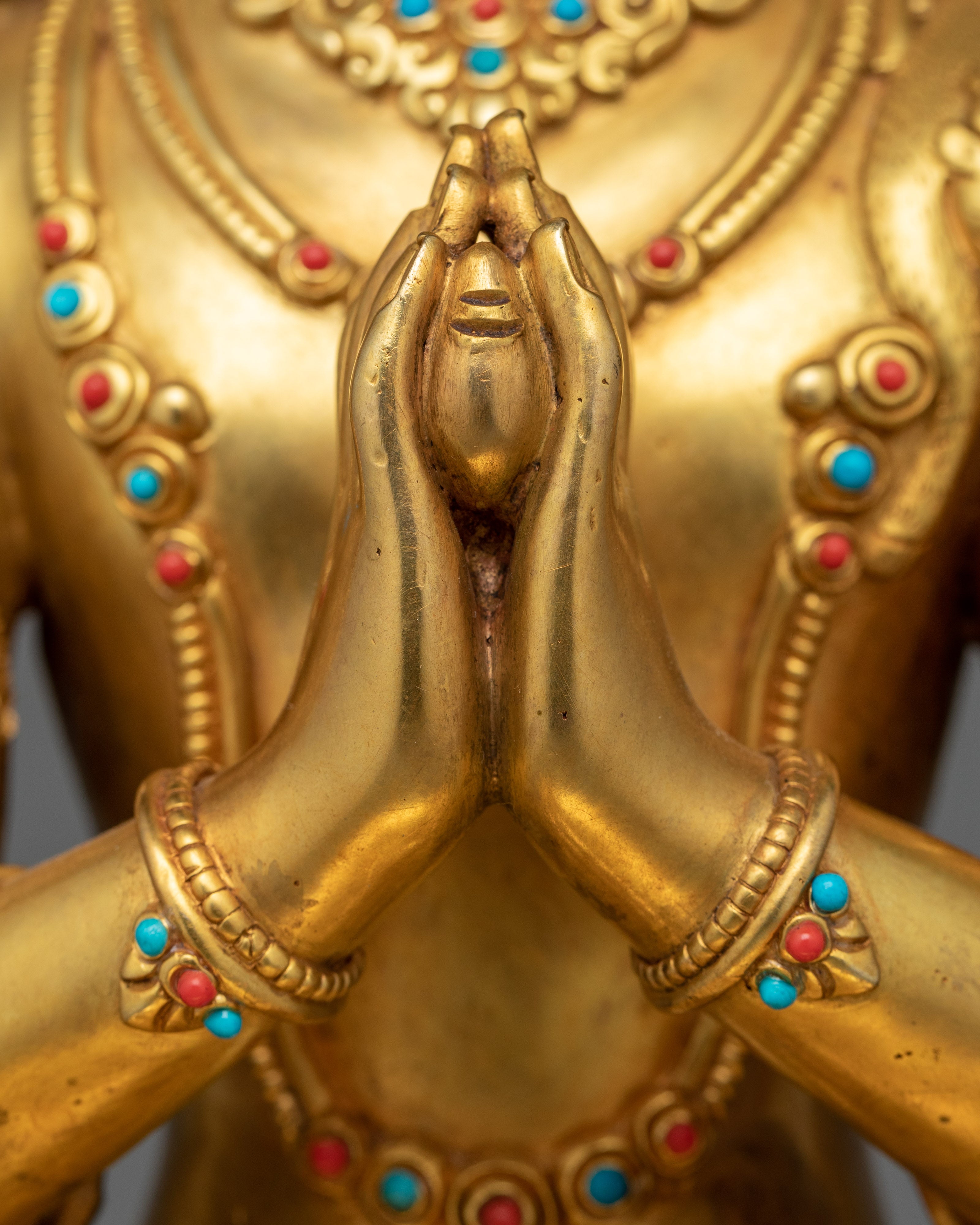 Traditionally Hand-Crafted Statue For Chenrezig Puja | Hand-Carved Buddhist Deity Sculpture