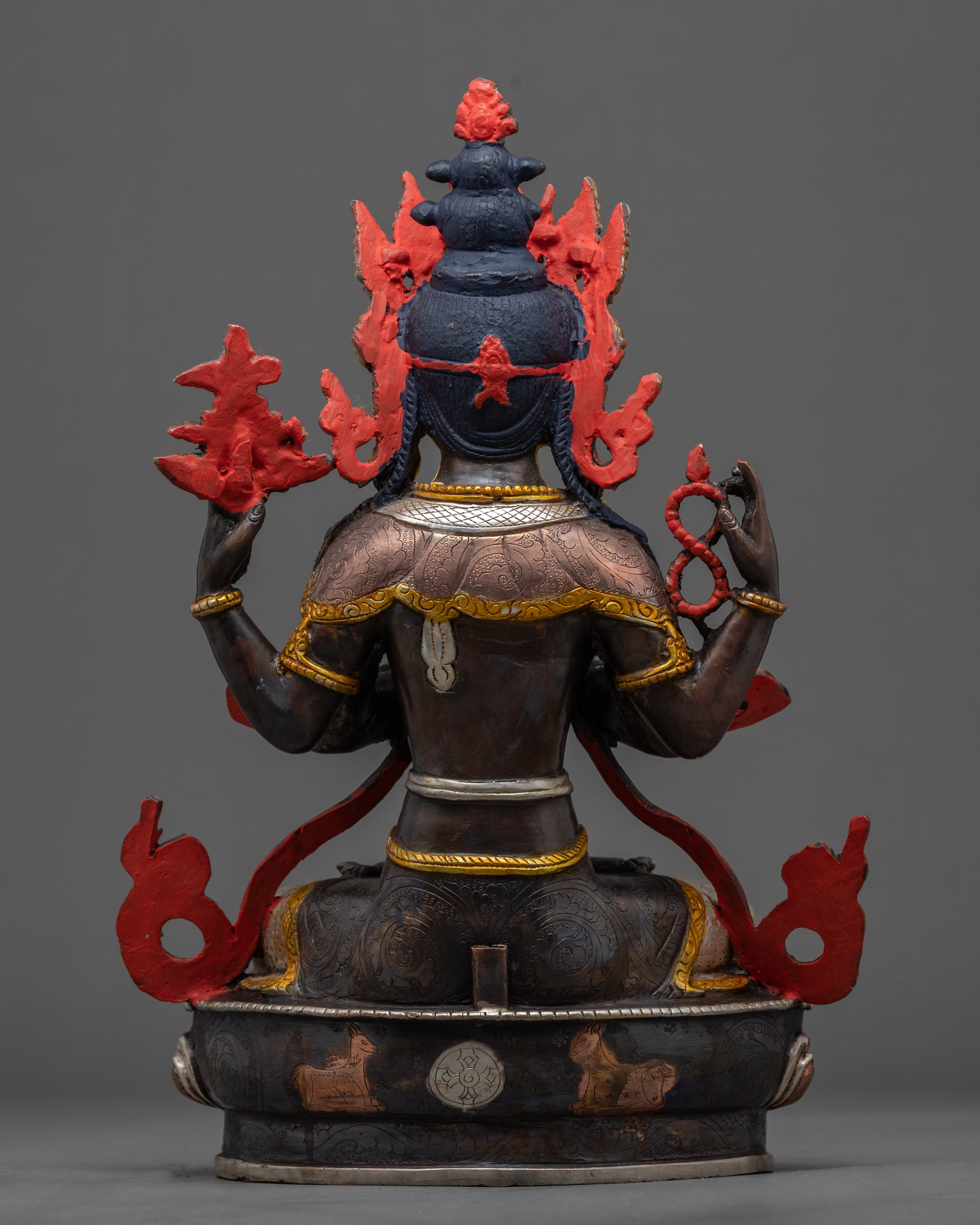 Four Arm Bodhisattva Statue | Traditional Tibetan Art