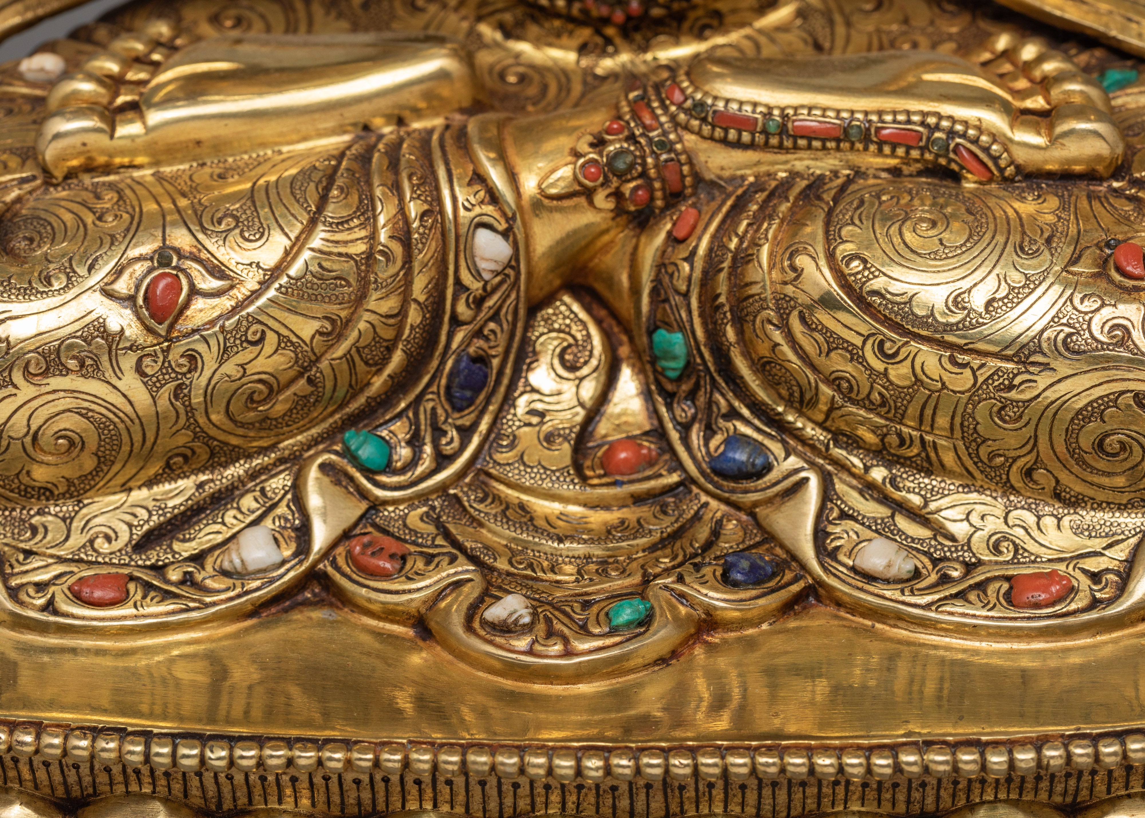 Handmade Chenrezig Statue | Avalokiteshvara statue adorned with Turquoise