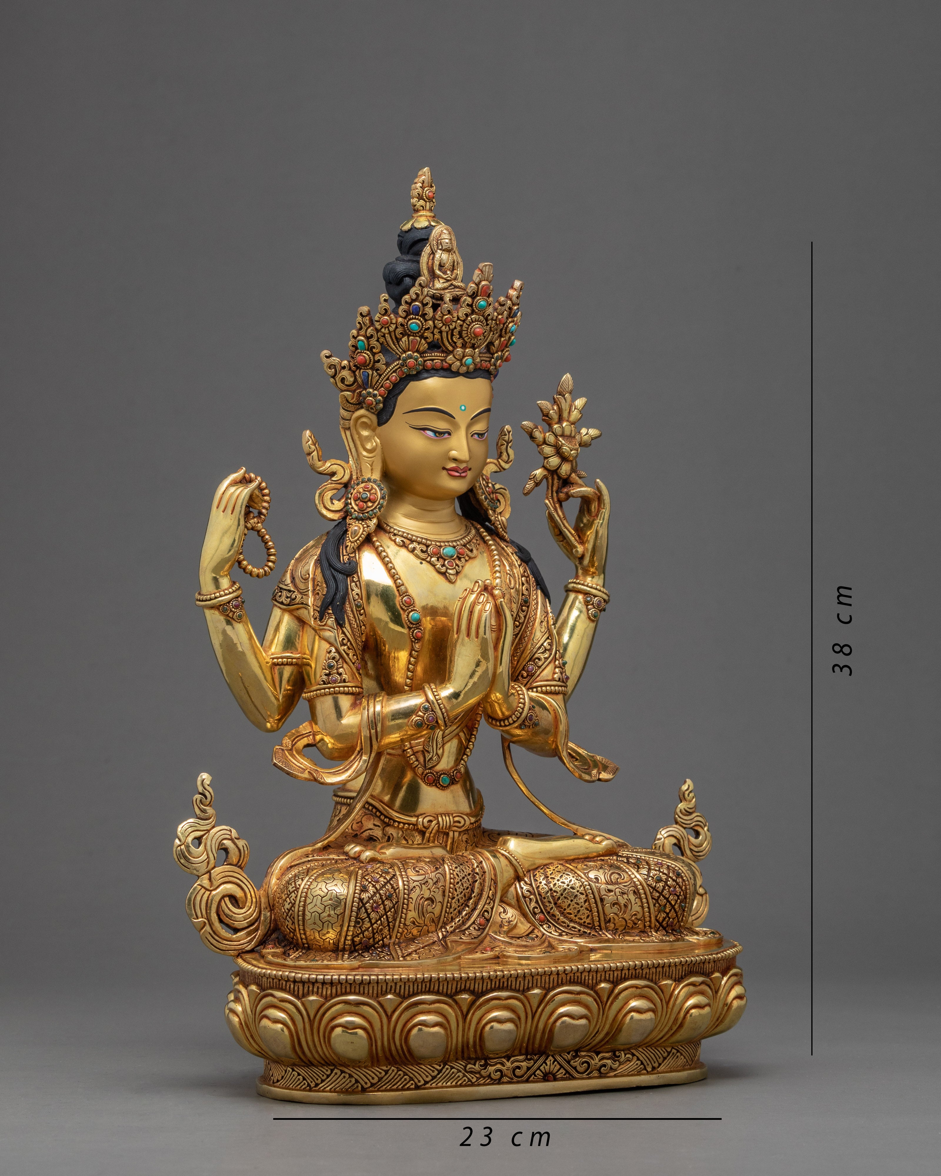 4 Armed Avalokiteshvara | Tibetan Chenrezig Statue
