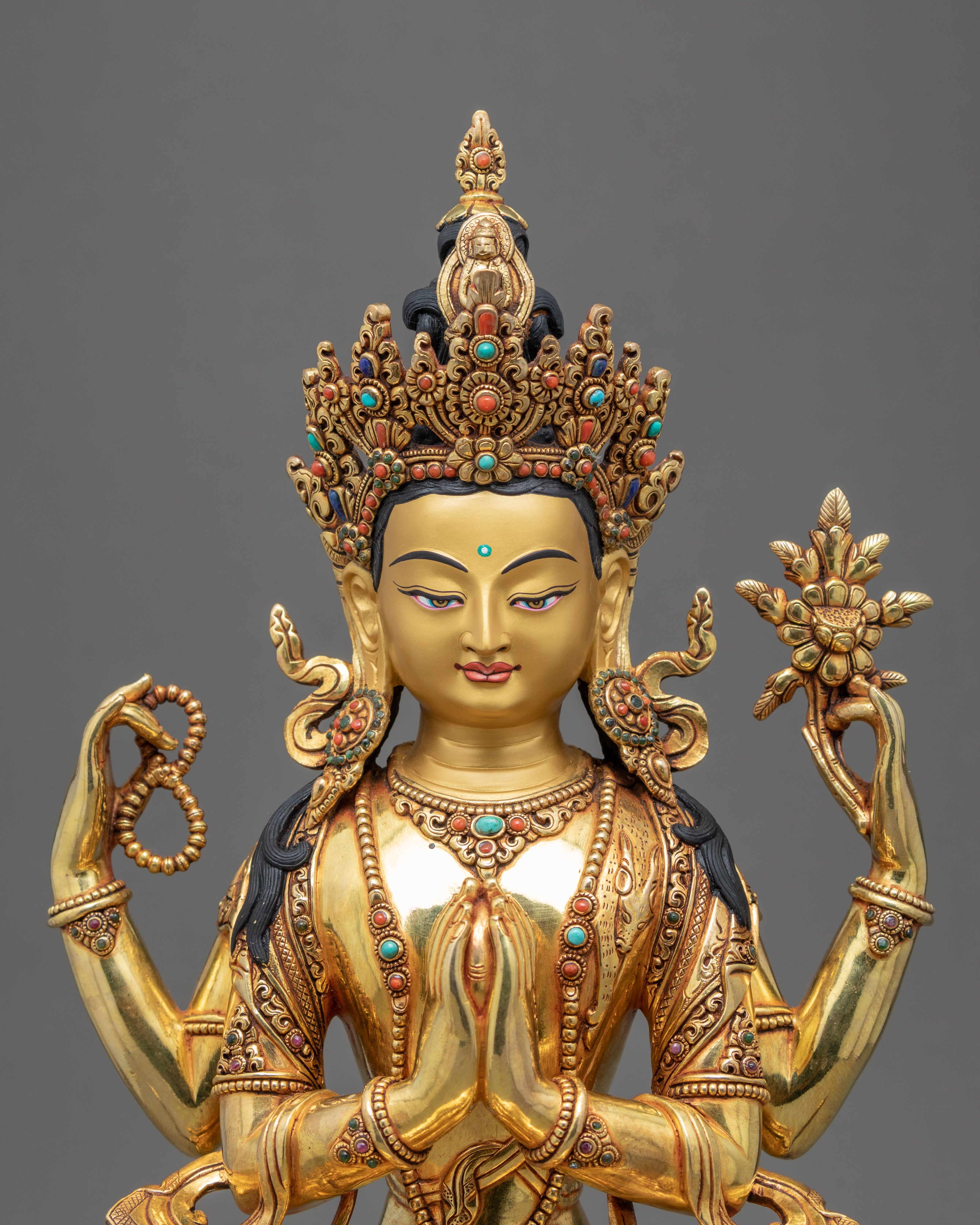 Bodhisattva Avalokiteshvara Sculpture | Traditionally Hand Carved Buddhist Statue