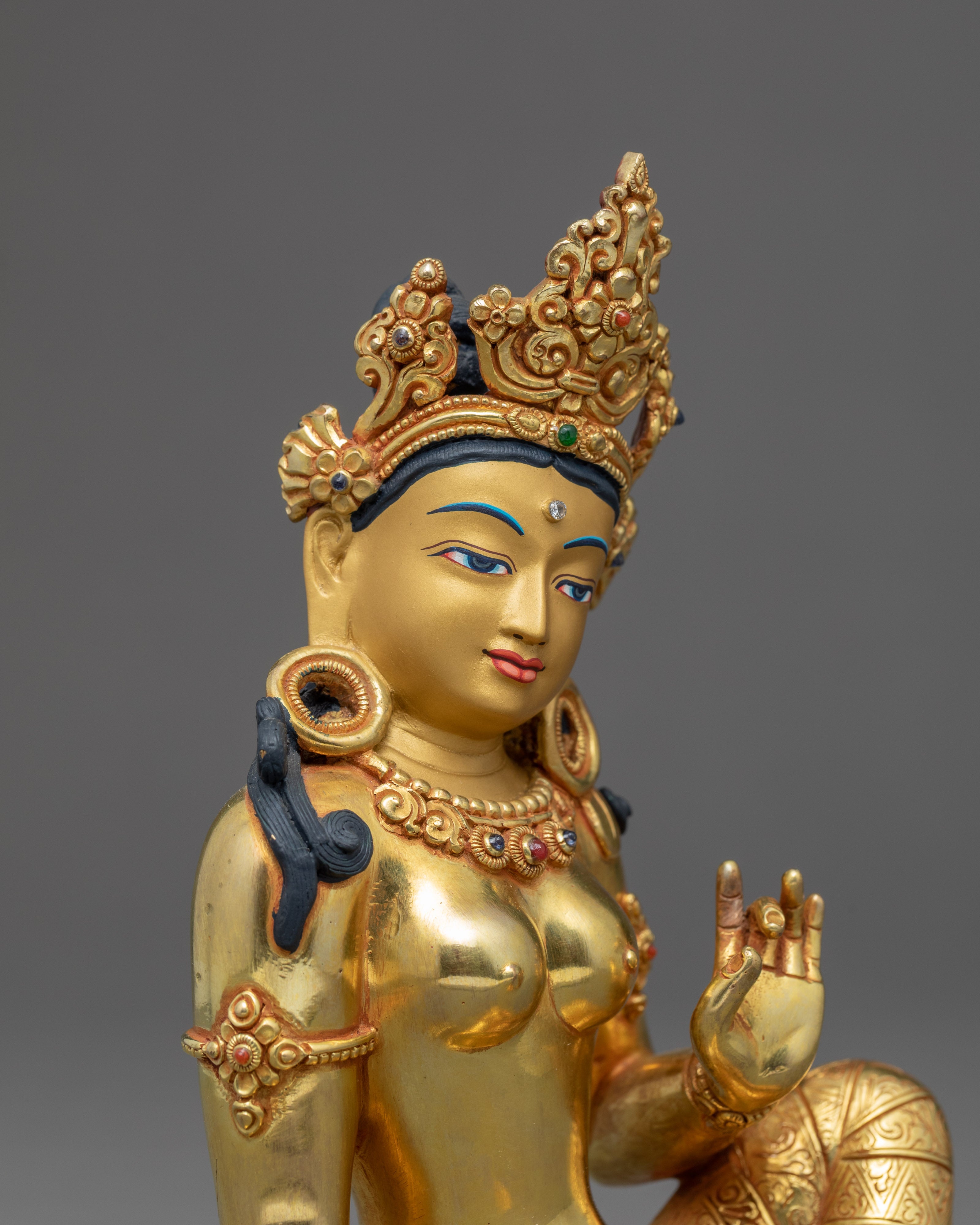 Parvati Devi Gold Gilded Statue | Traditionally Hand Carved Art
