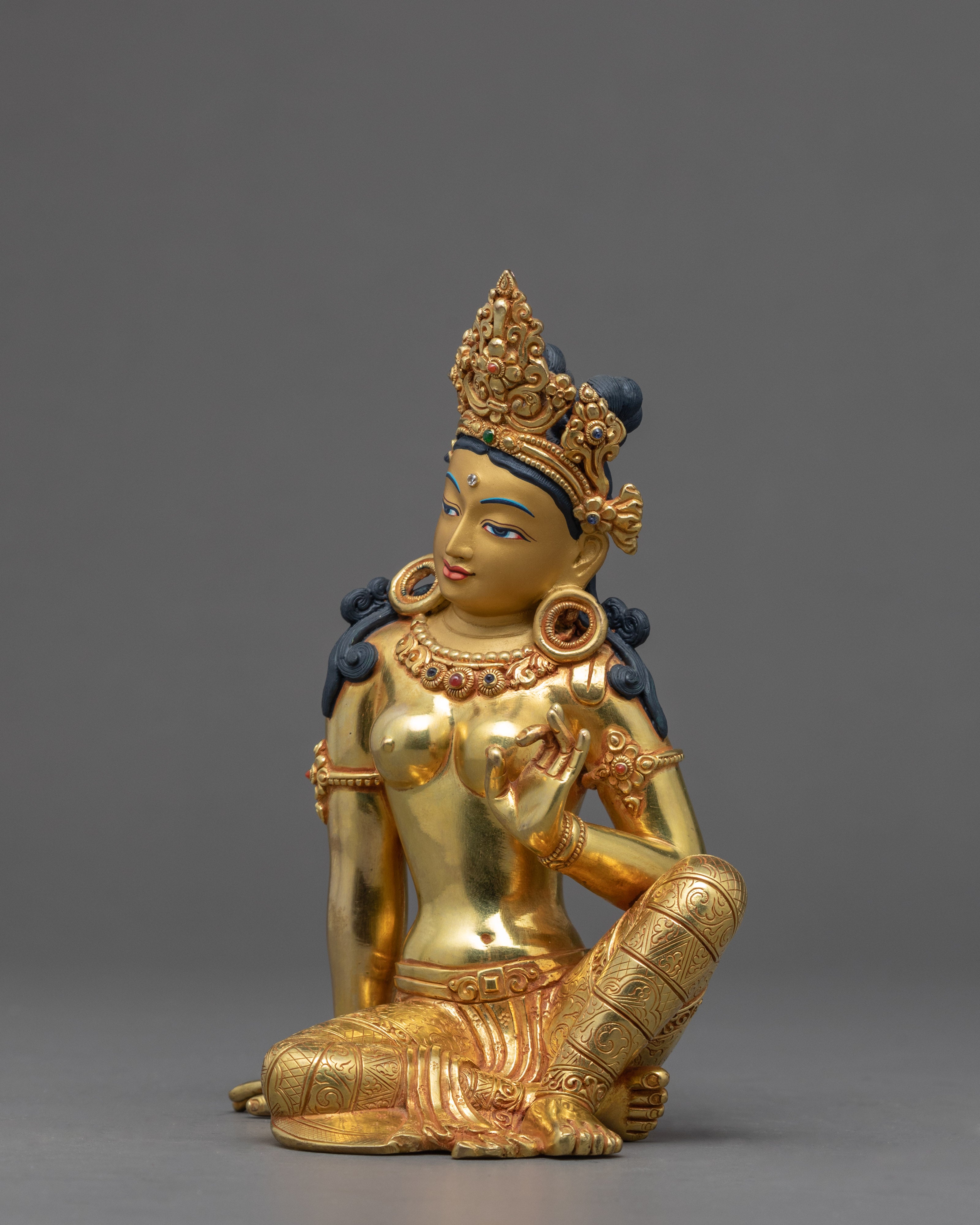 Parvati Devi Gold Gilded Statue | Traditionally Hand Carved Art