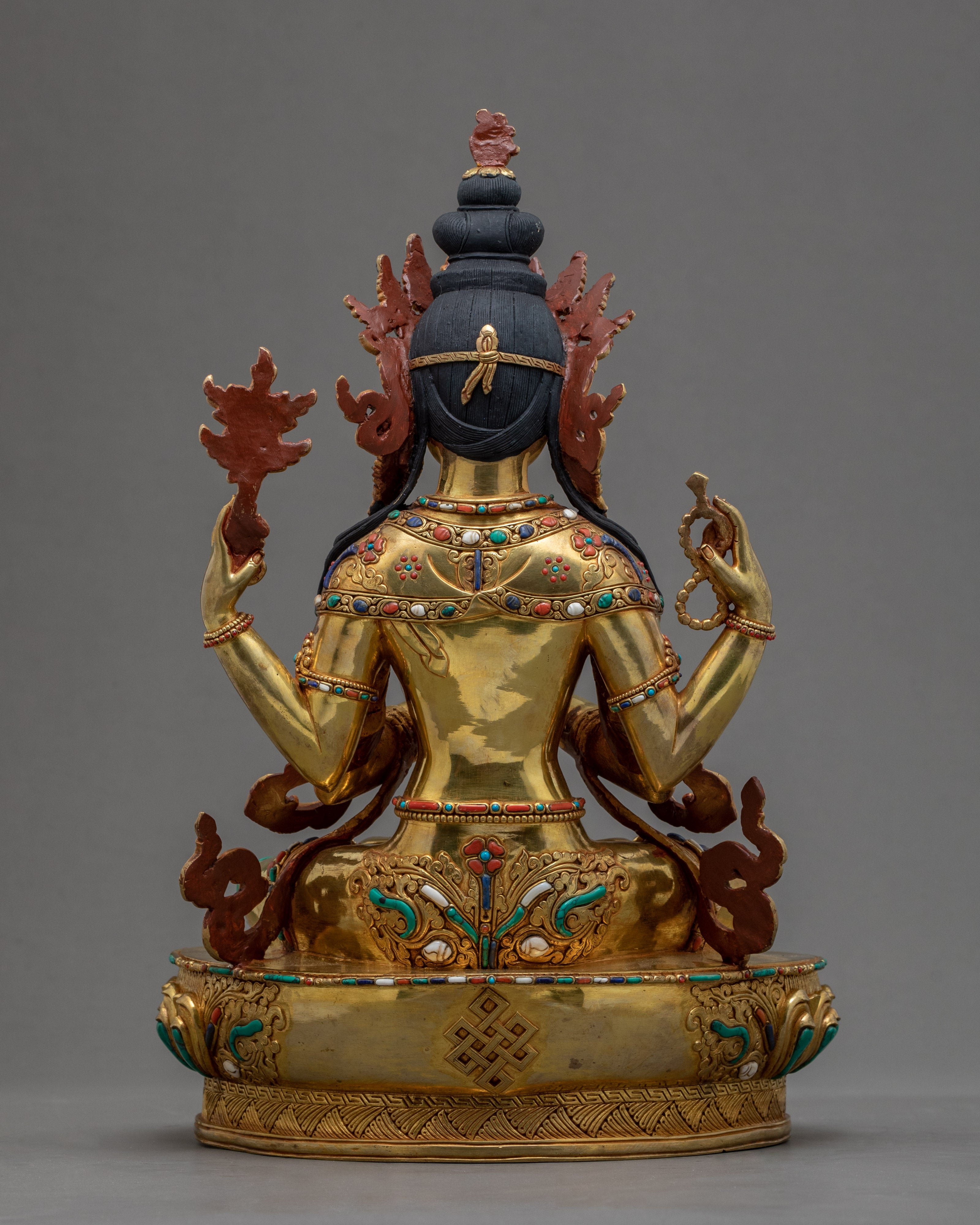 4 Armed Chenrezig Statue | Bodhisattva Art | Compassion Deity