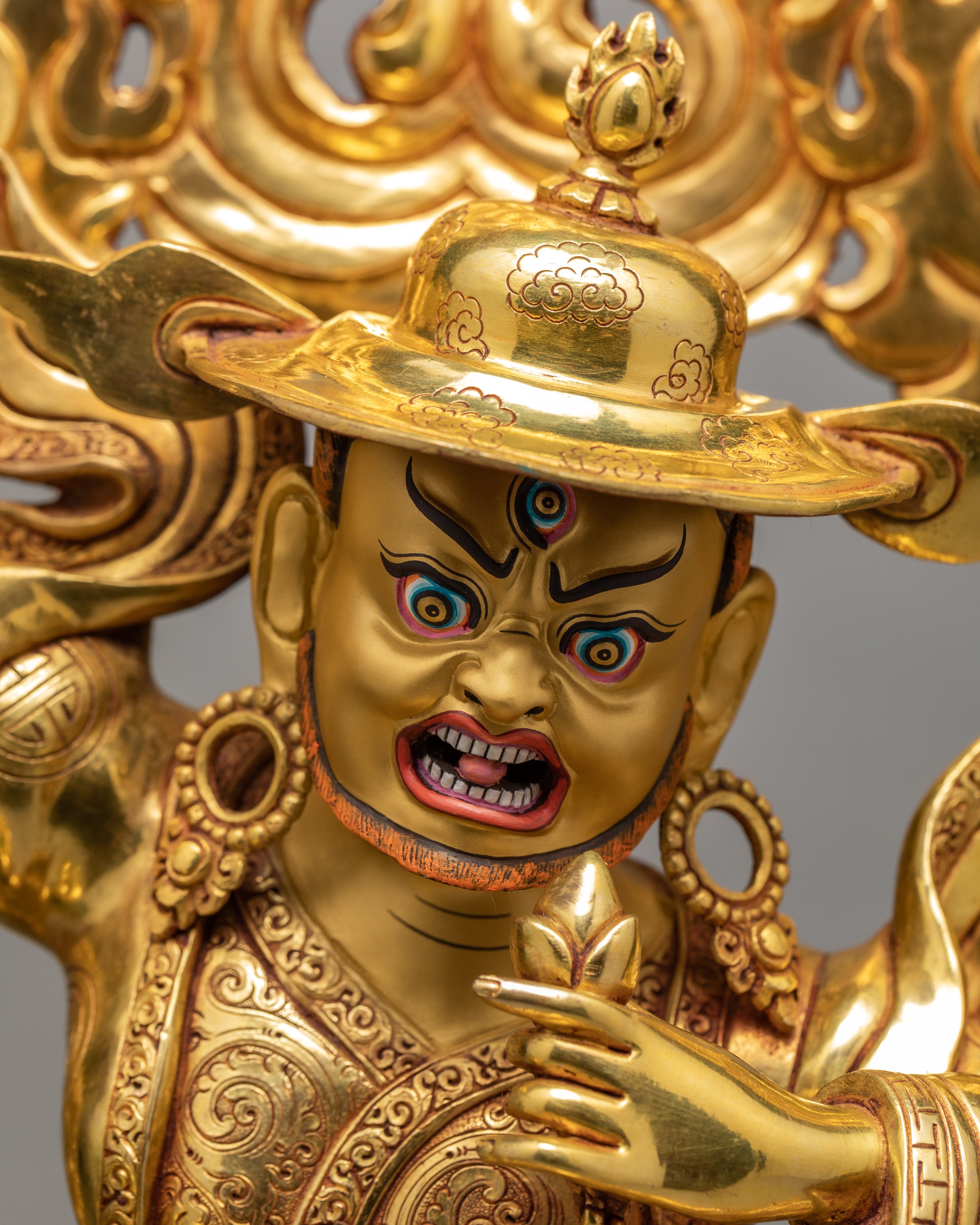 Dorje Legpa Statue | Nyingma Protector | Gold Gilded Statue