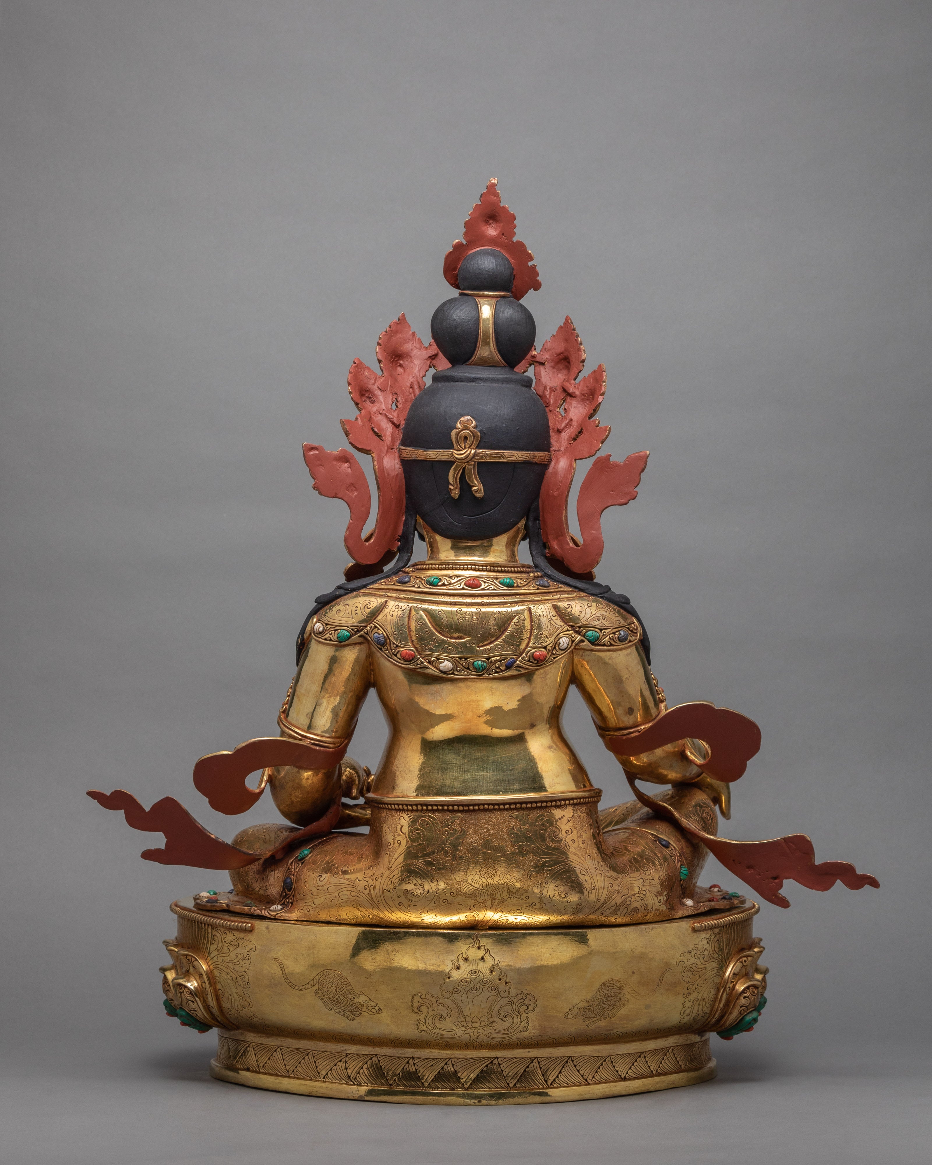 Dzambhala Statue | Buddhist Wealth Deity | Gold Gilded Jambala Sculpture