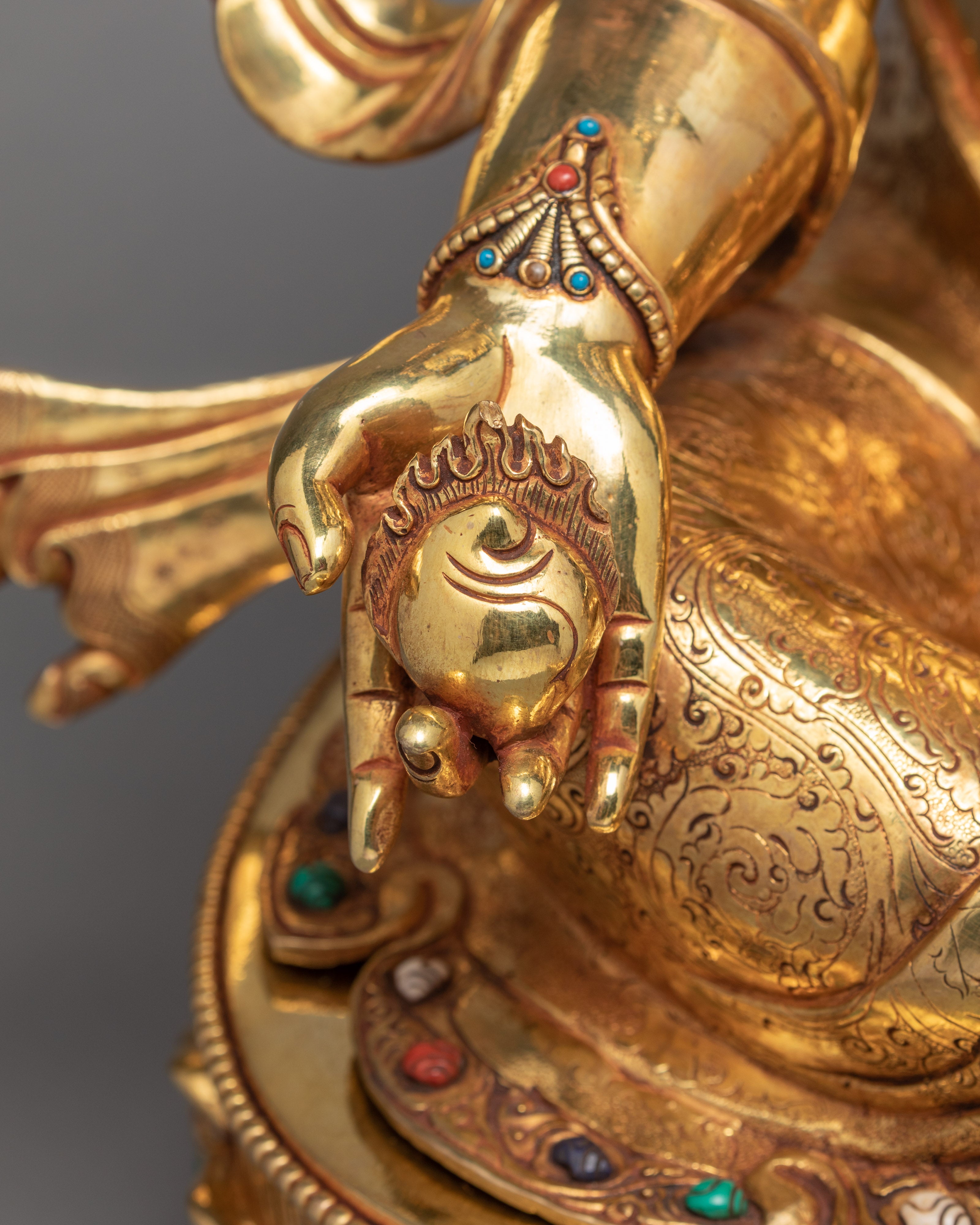 Dzambhala Statue | Buddhist Wealth Deity | Gold Gilded Jambala Sculpture