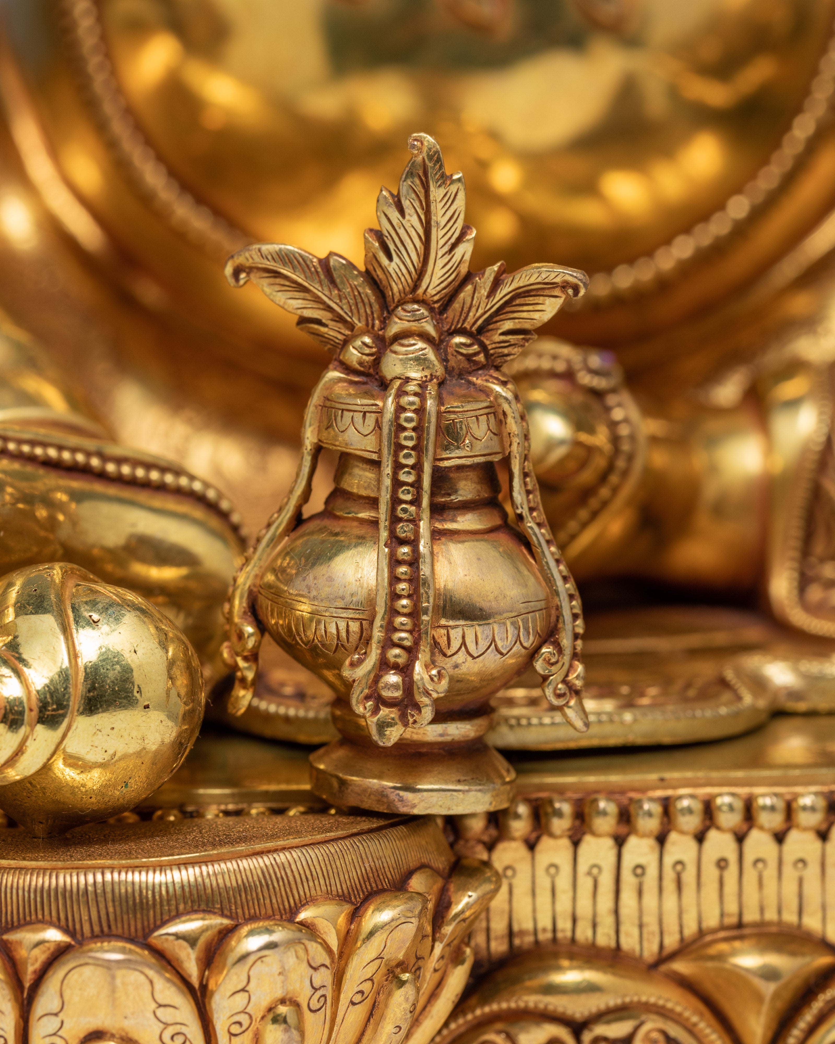 Jambala Statue | Gold Coated | Tibetan Sculpture Of Wealth Deity