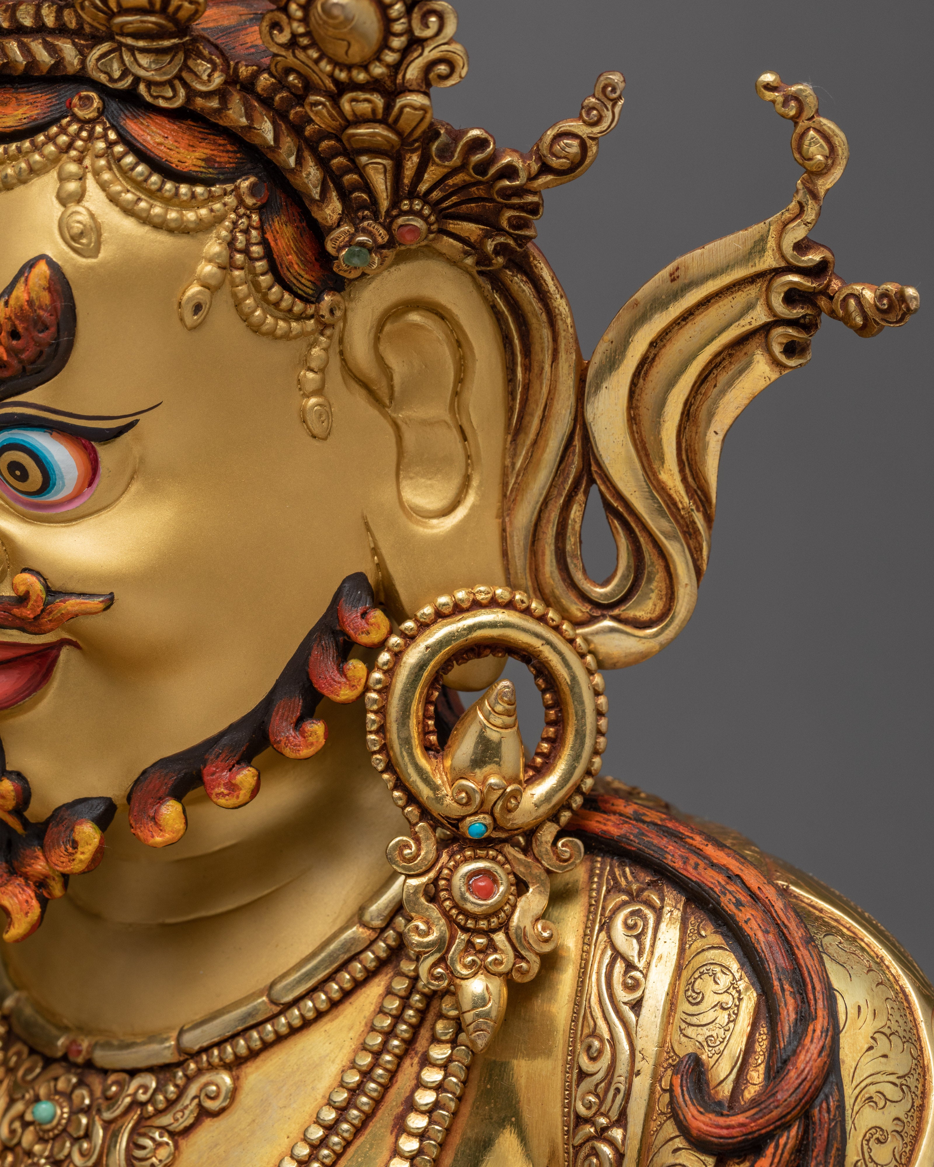 Jambala Statue | Gold Coated | Tibetan Sculpture Of Wealth Deity