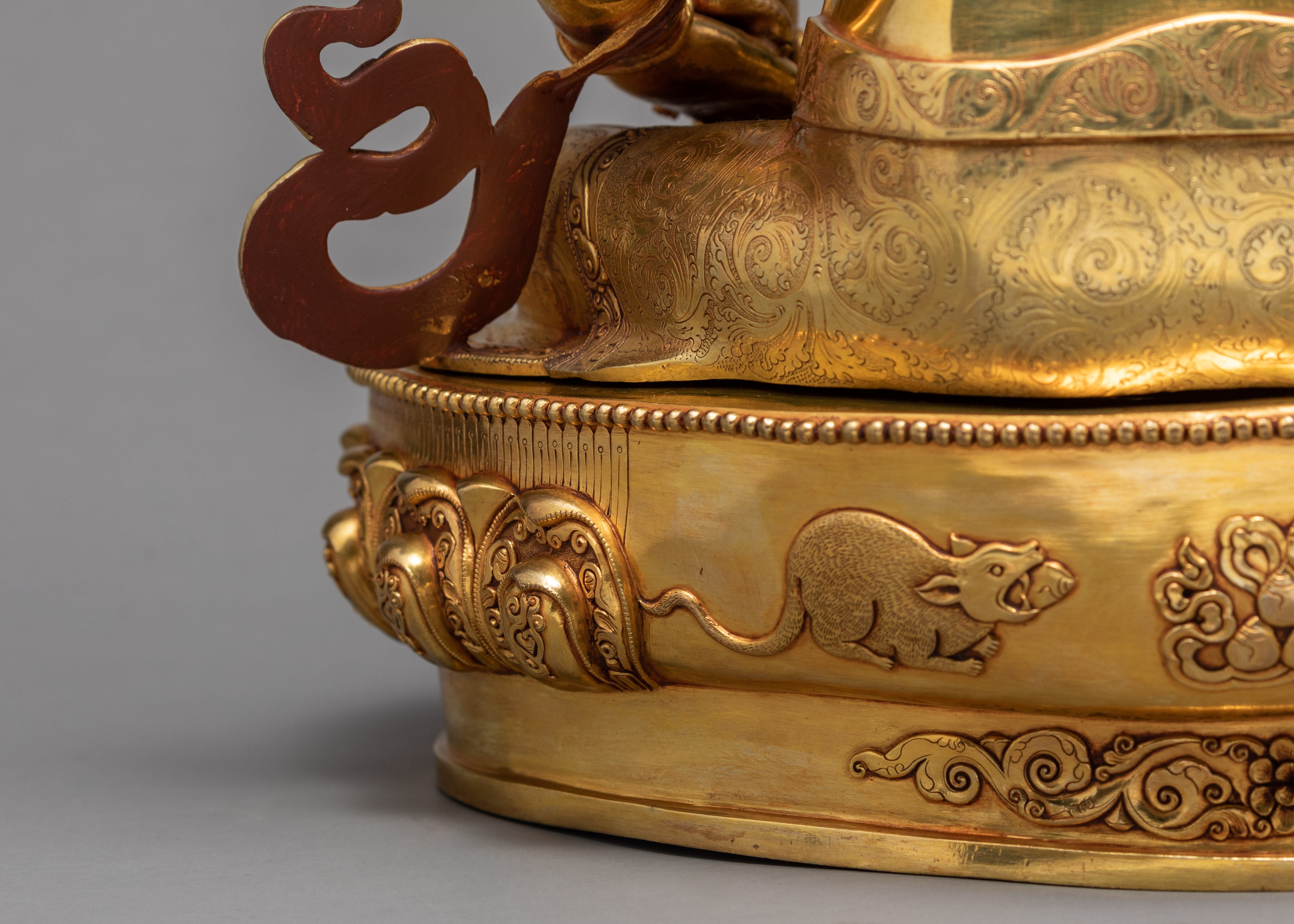 Jambala Statue | Gold Coated | Tibetan Sculpture Of Wealth Deity