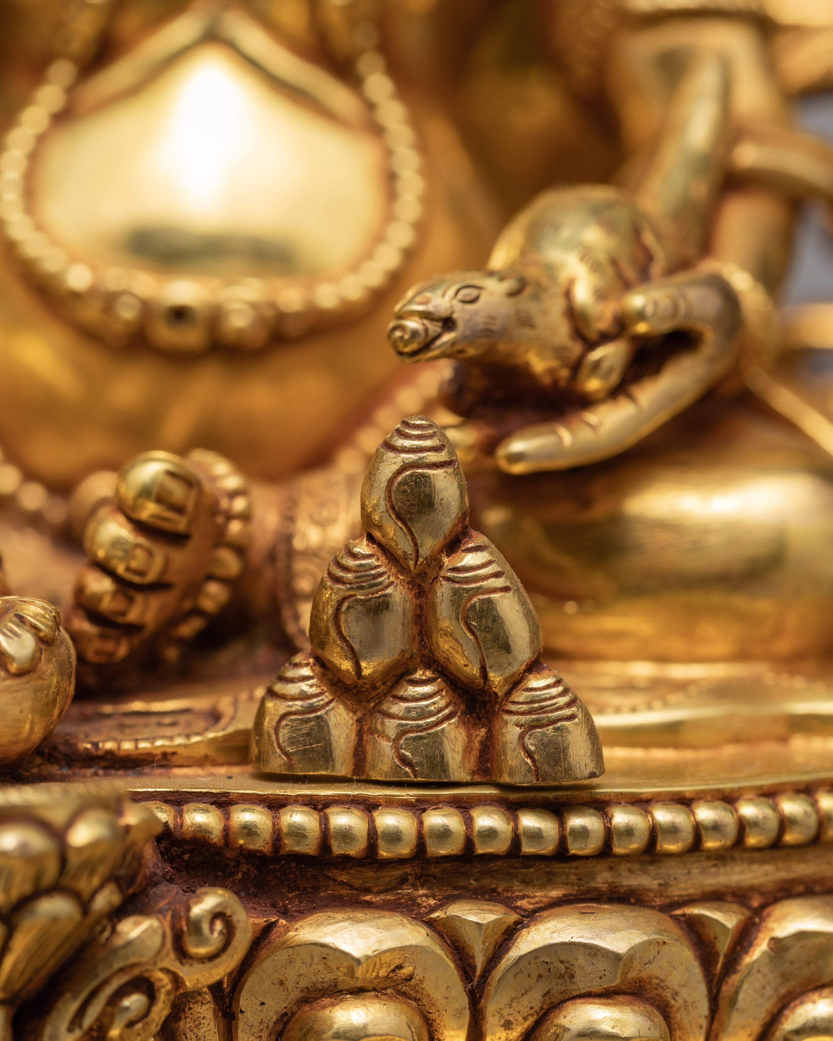 Jambala With Throne Statue | Tibetan Sculpture | Plated With Gold