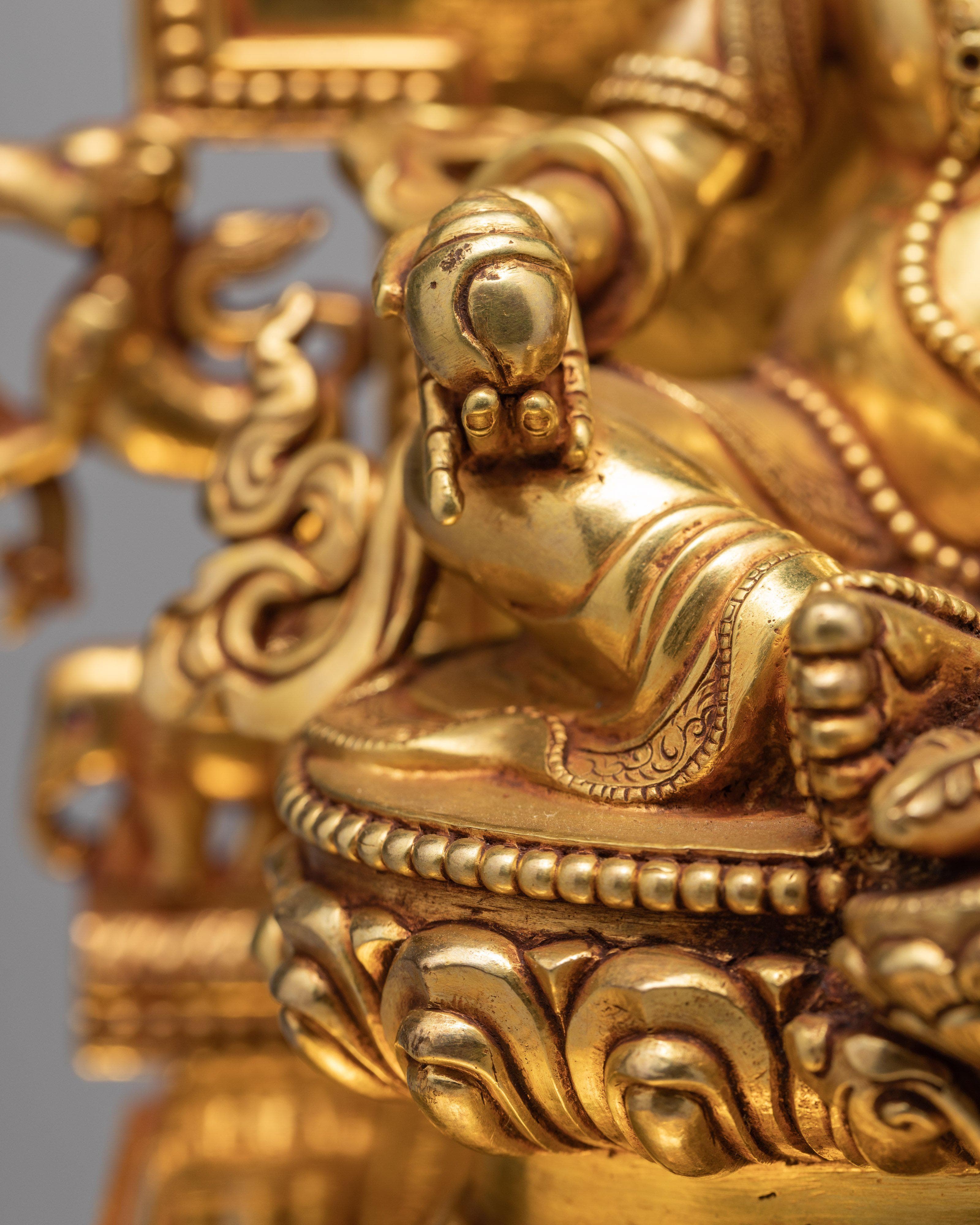 Jambala With Throne Statue | Tibetan Sculpture | Plated With Gold