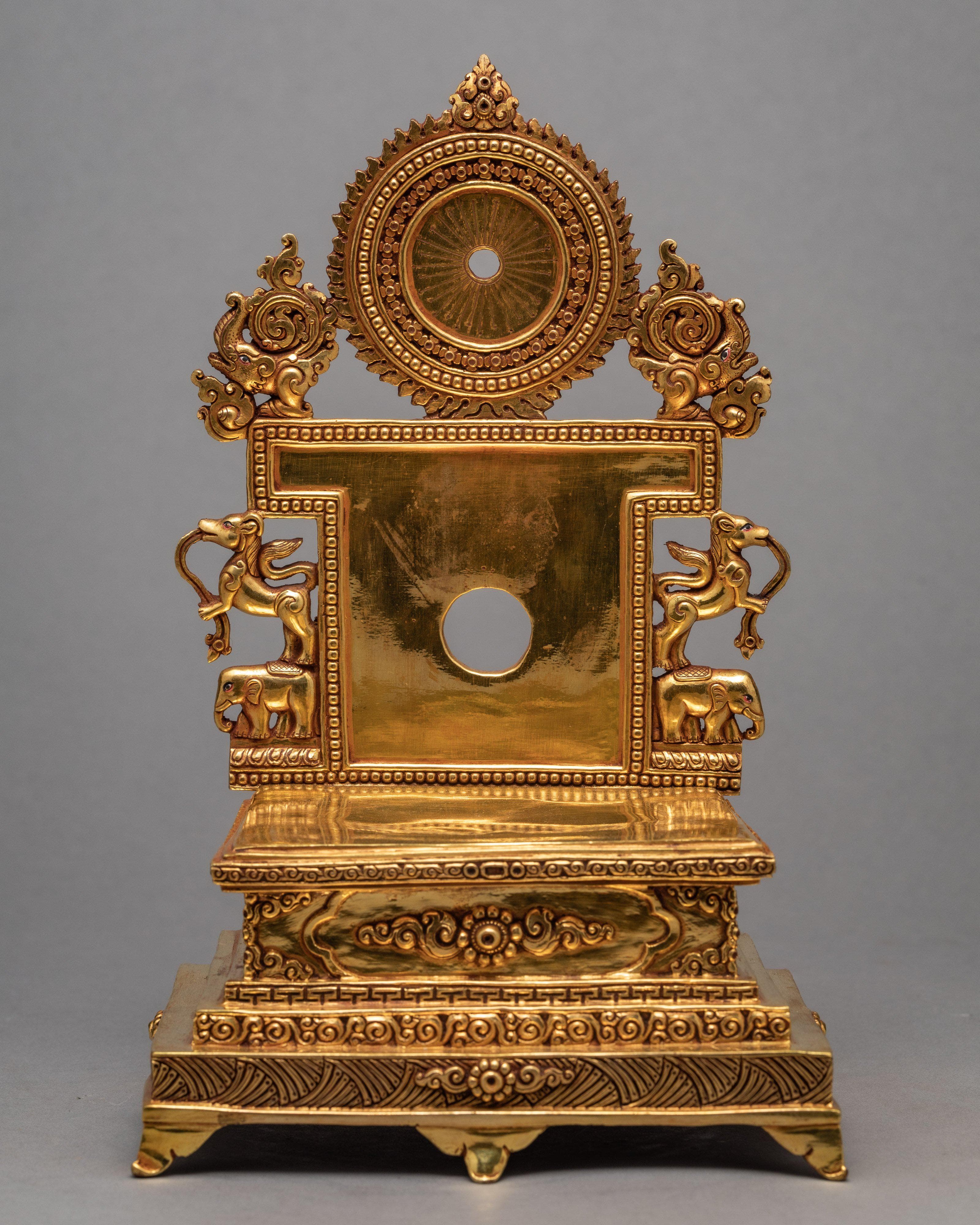 Jambala With Throne Statue | Tibetan Sculpture | Plated With Gold