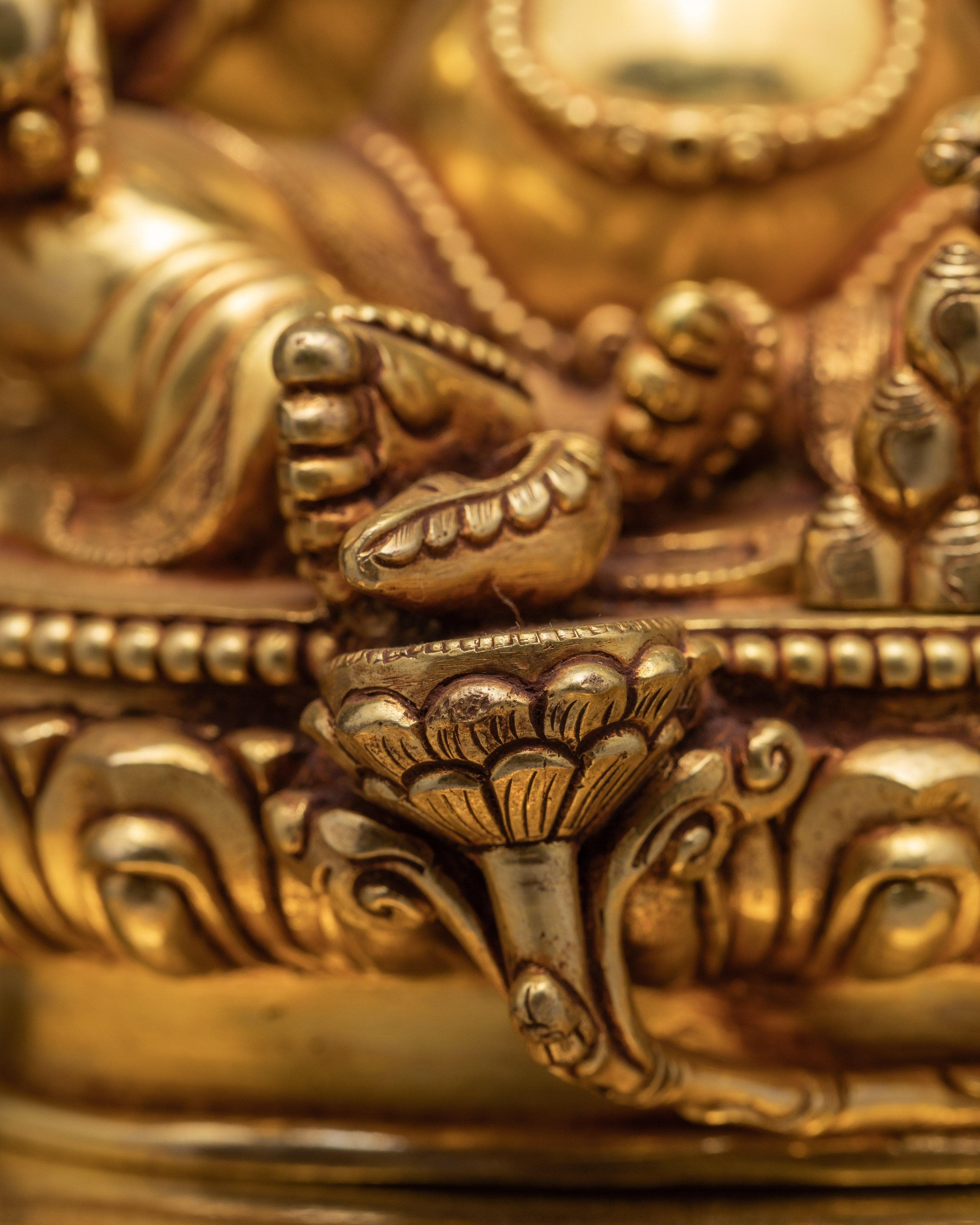 Jambala With Throne Statue | Tibetan Sculpture | Plated With Gold