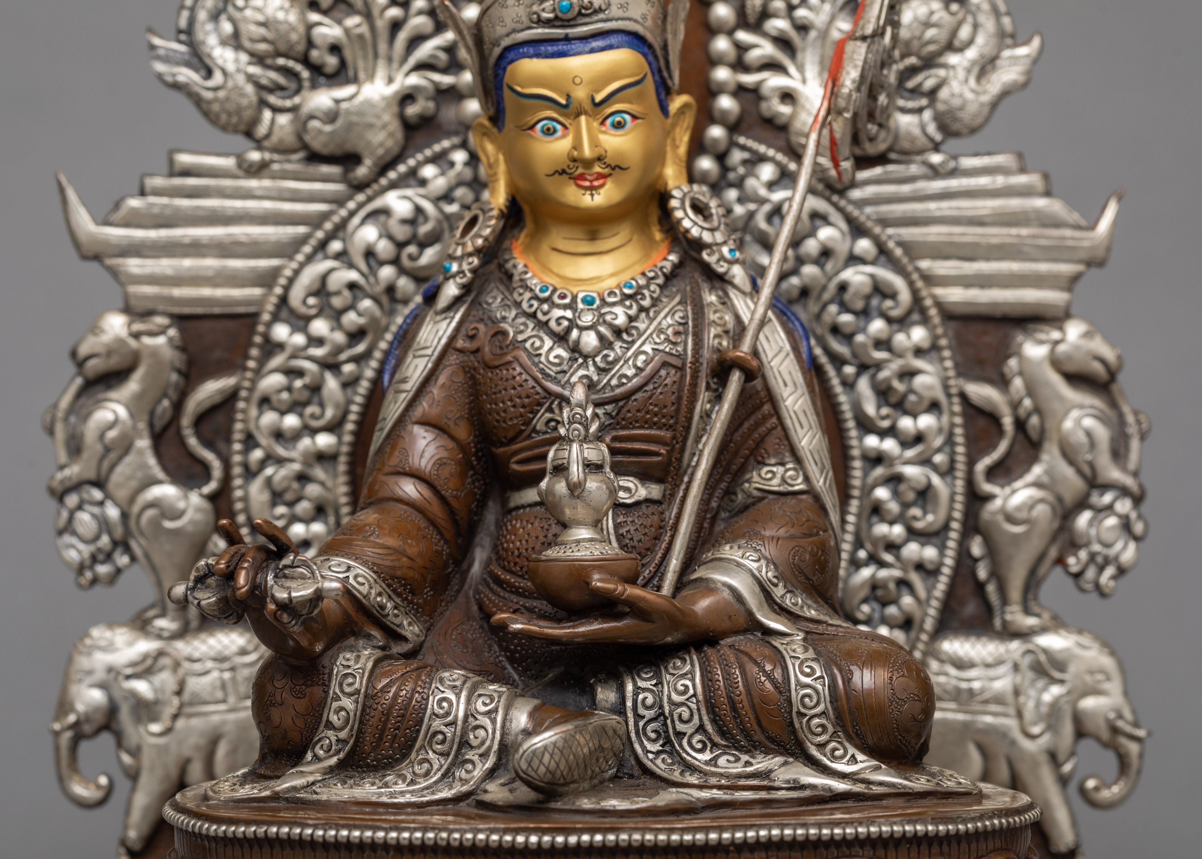 Guru Rinpoche Statue | Padmasambhava With Consorts | Himalayan Statue Art