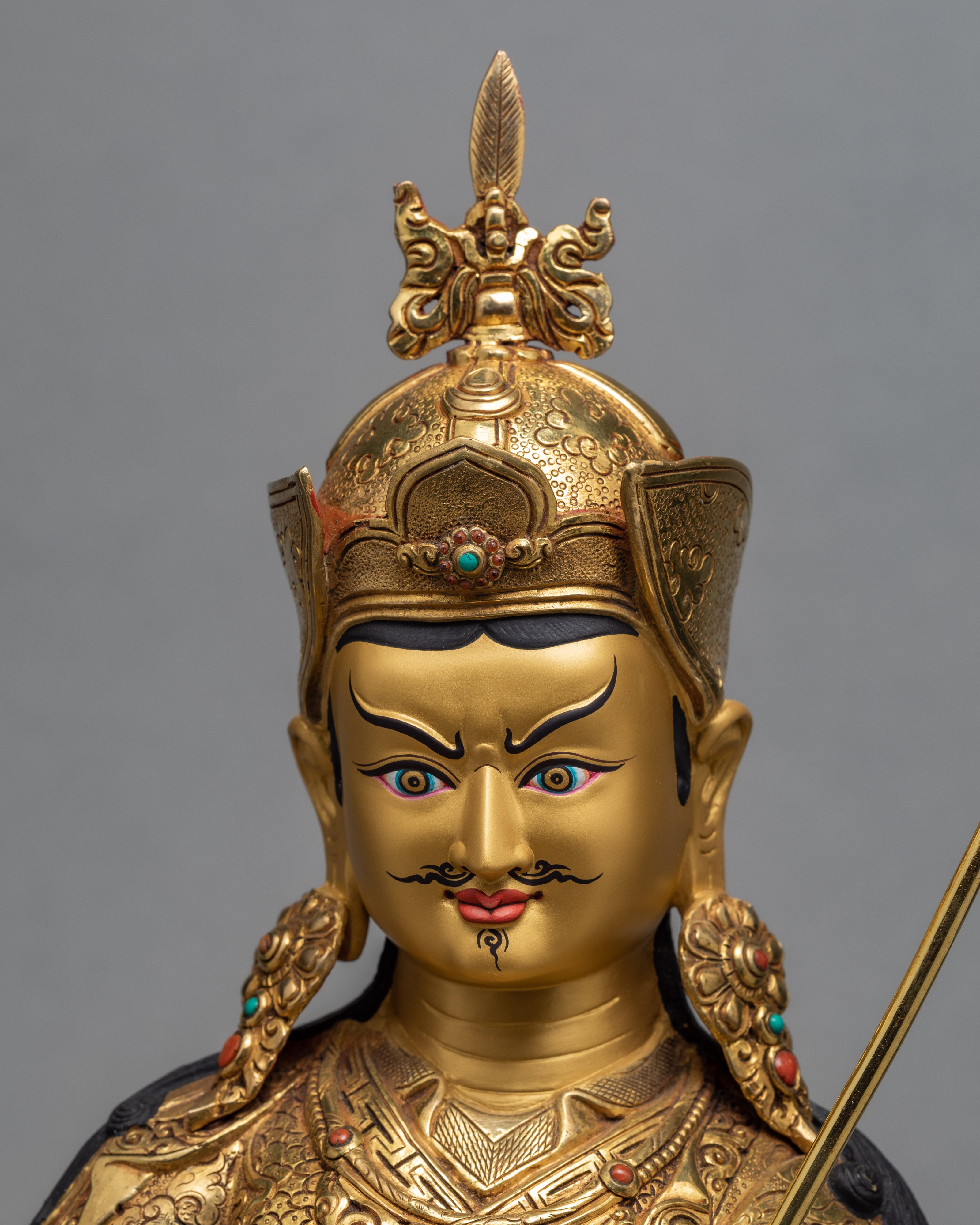 Padmasambhava Buddha Statue | Guru Rinpoche Sculpture Glided With 24K Gold | Lotus Born Master