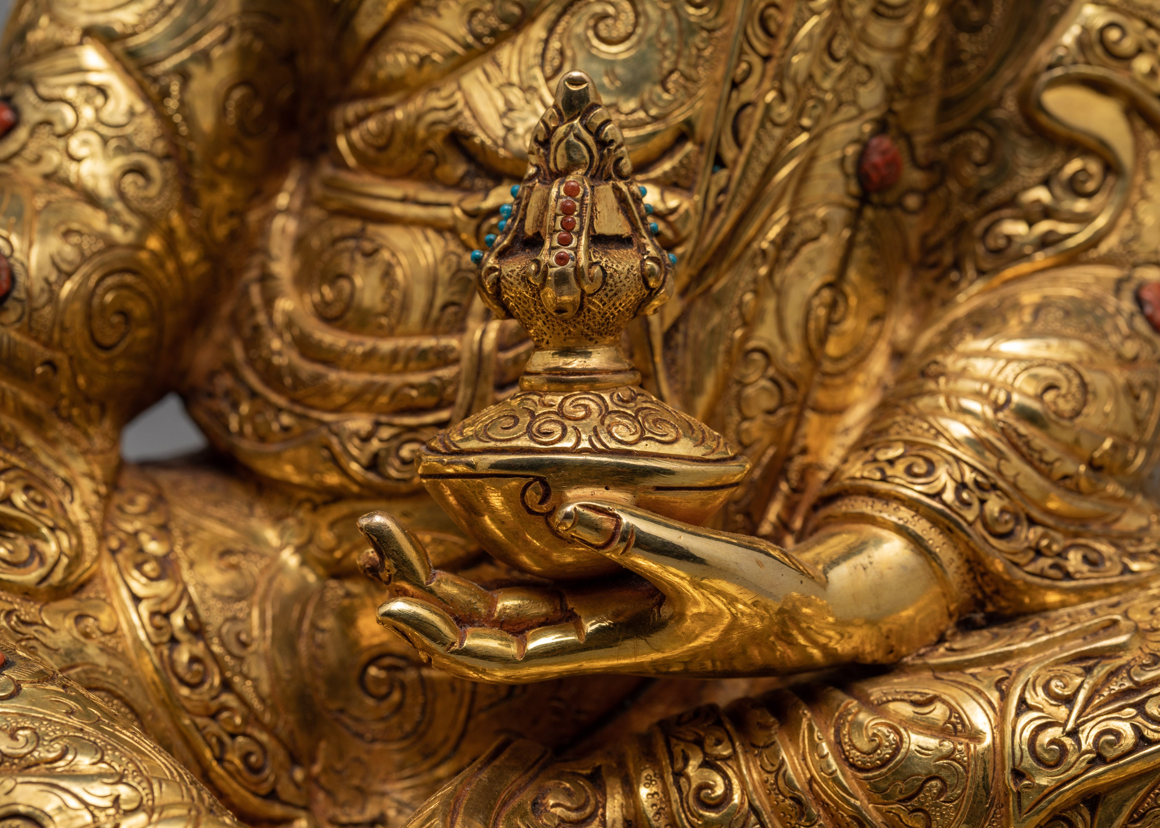 Padmasambhava Buddha Statue | Guru Rinpoche Sculpture Glided With 24K Gold | Lotus Born Master