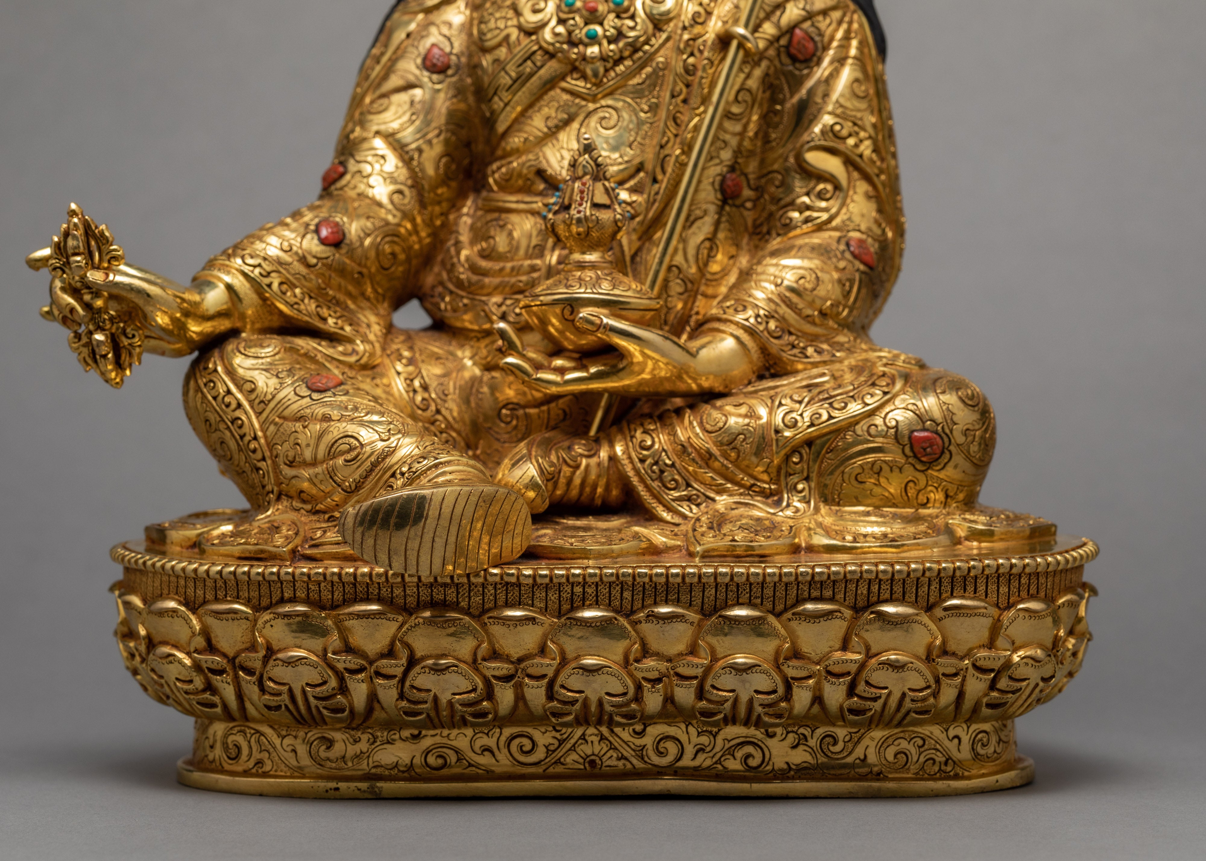 Padmasambhava Buddha Statue | Guru Rinpoche Sculpture Glided With 24K Gold | Lotus Born Master