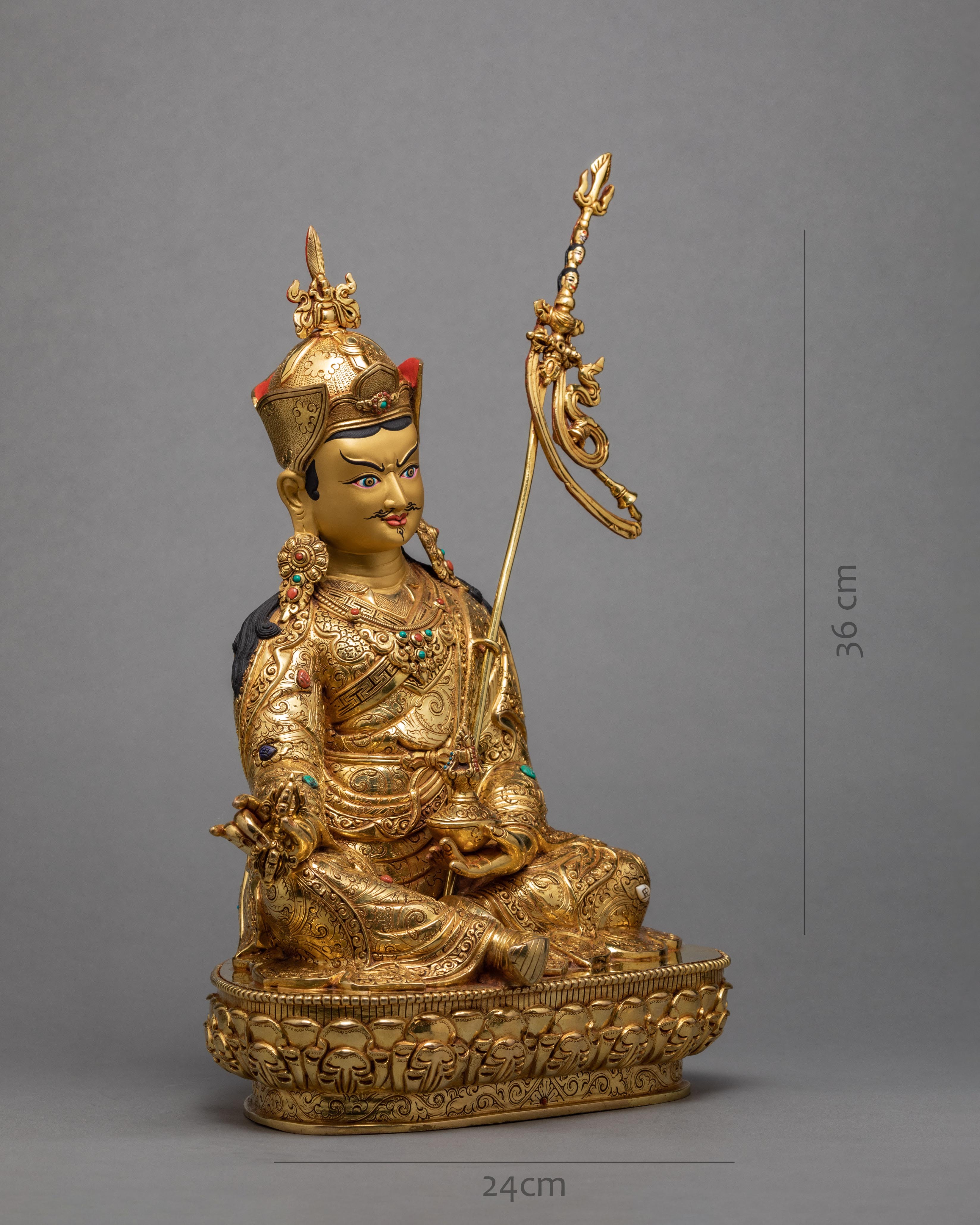 Guru Rinpoche Sculpture | Mahaguru Padmasambhava Gold Statue