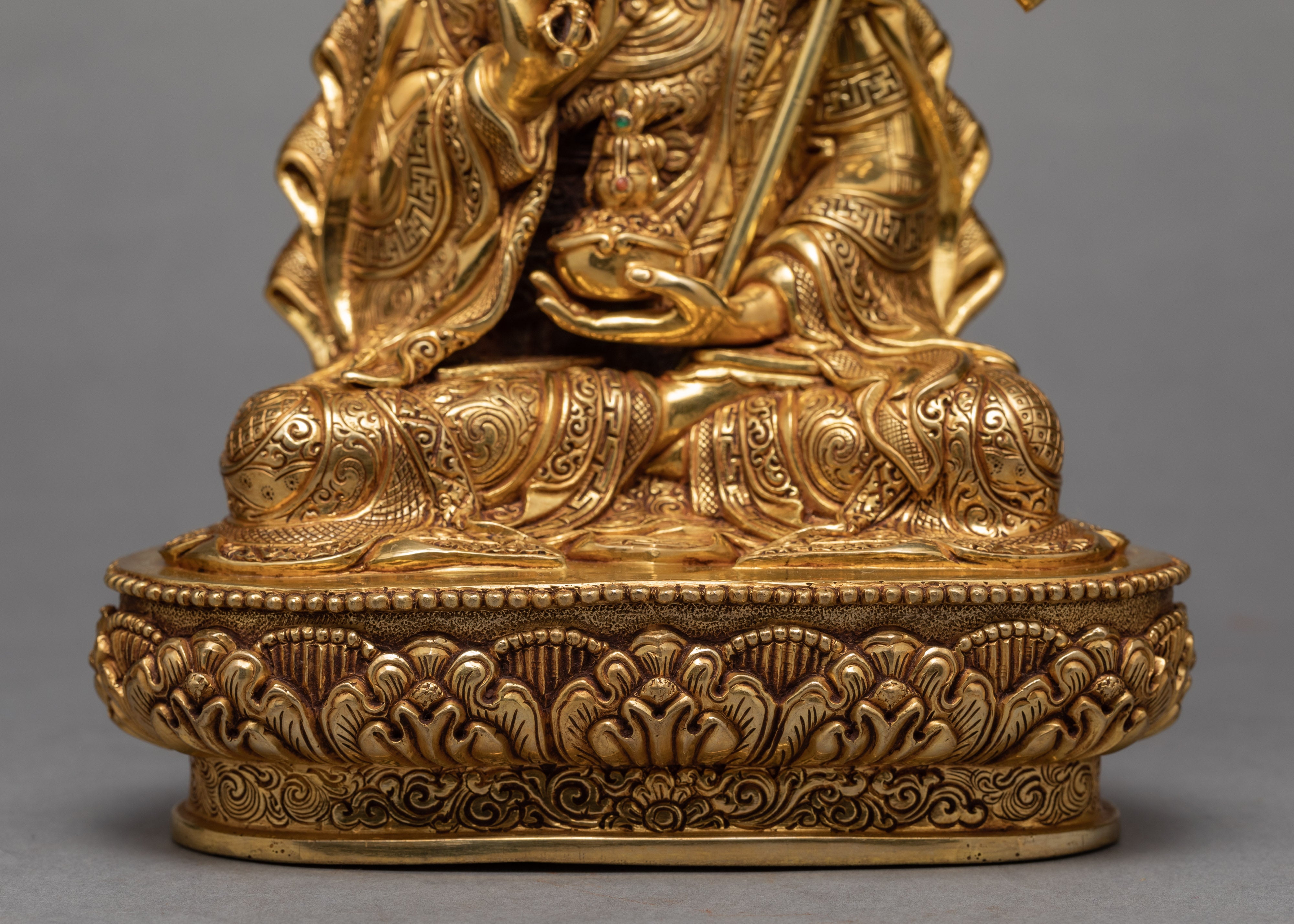 Guru Rinpoche Statue | Himalayan Statue Glided With Pure 24K Gold | Handmade