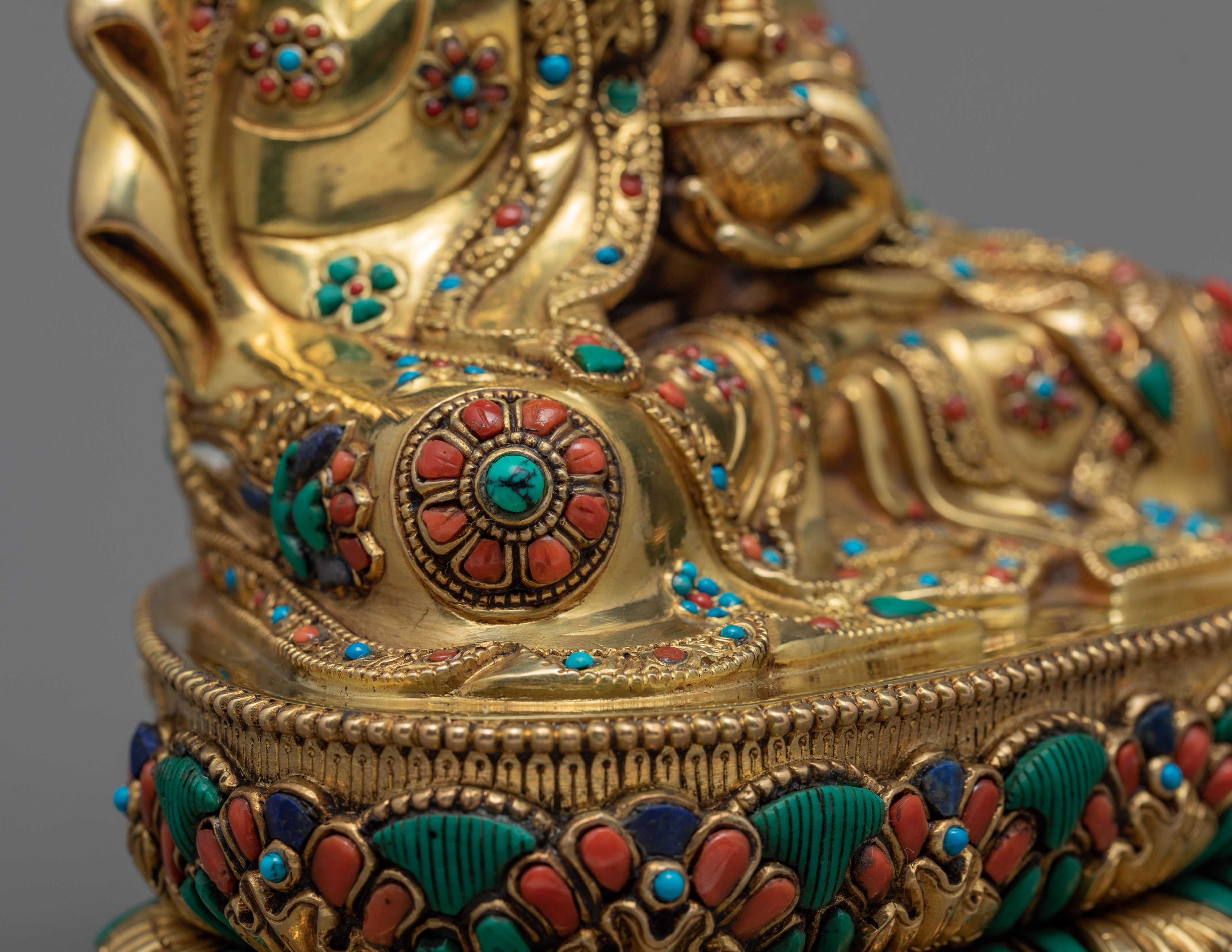 Guru Rinpoche Art | The Lotus Born Master Statue | Gilded In 24K Gold