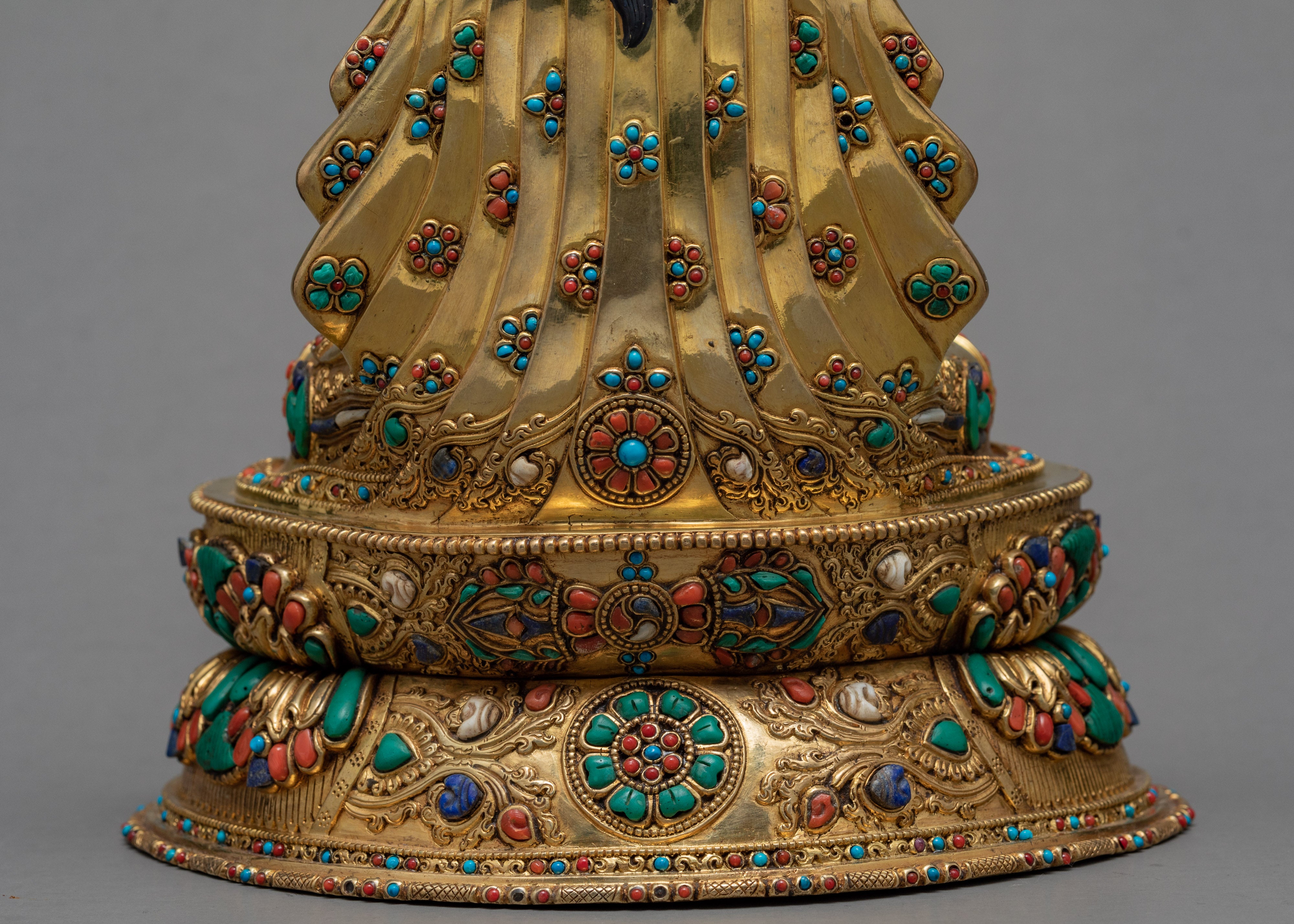 Guru Rinpoche Art | The Lotus Born Master Statue | Gilded In 24K Gold