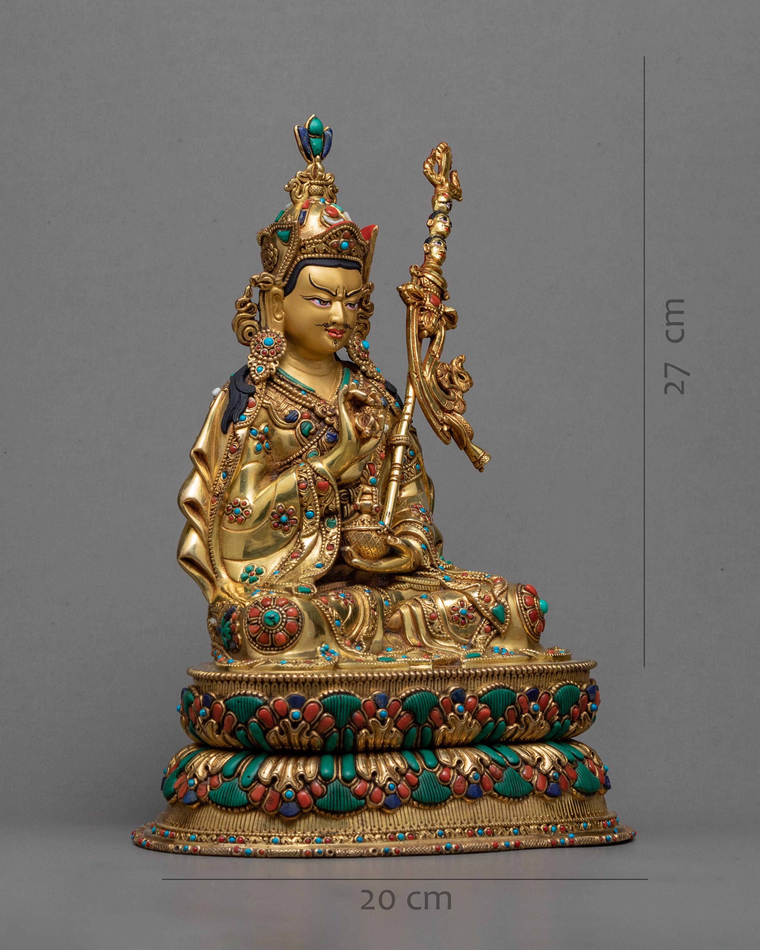 Guru Rinpoche Art | The Lotus Born Master Statue | Gilded In 24K Gold