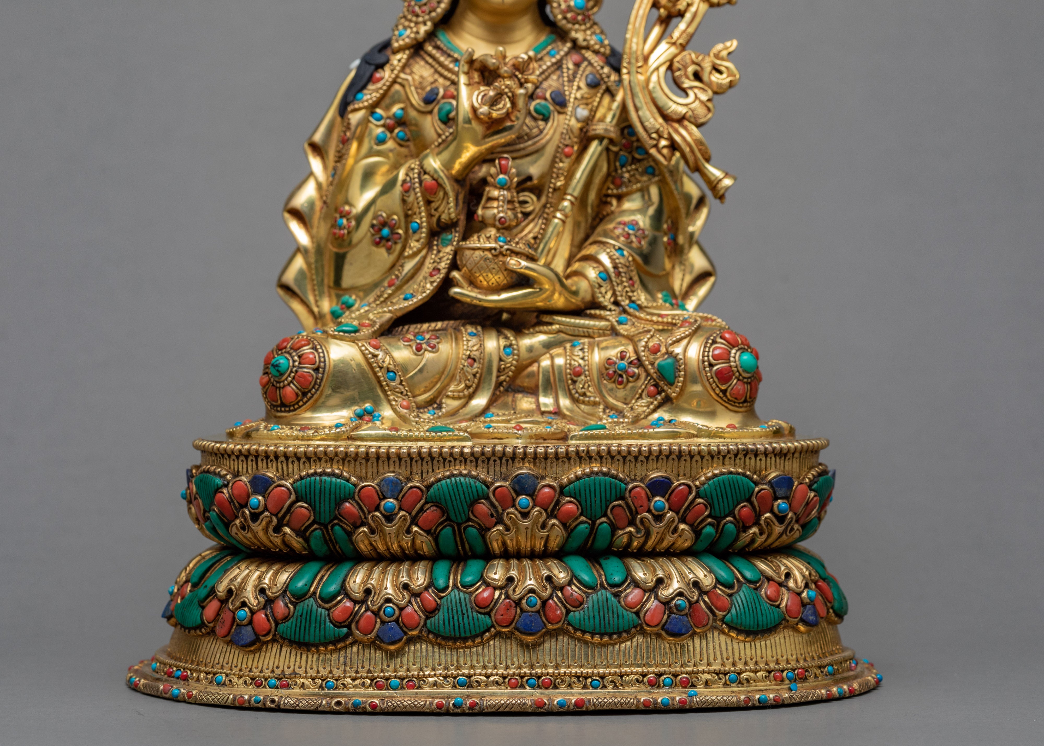 Guru Rinpoche Art | The Lotus Born Master Statue | Gilded In 24K Gold