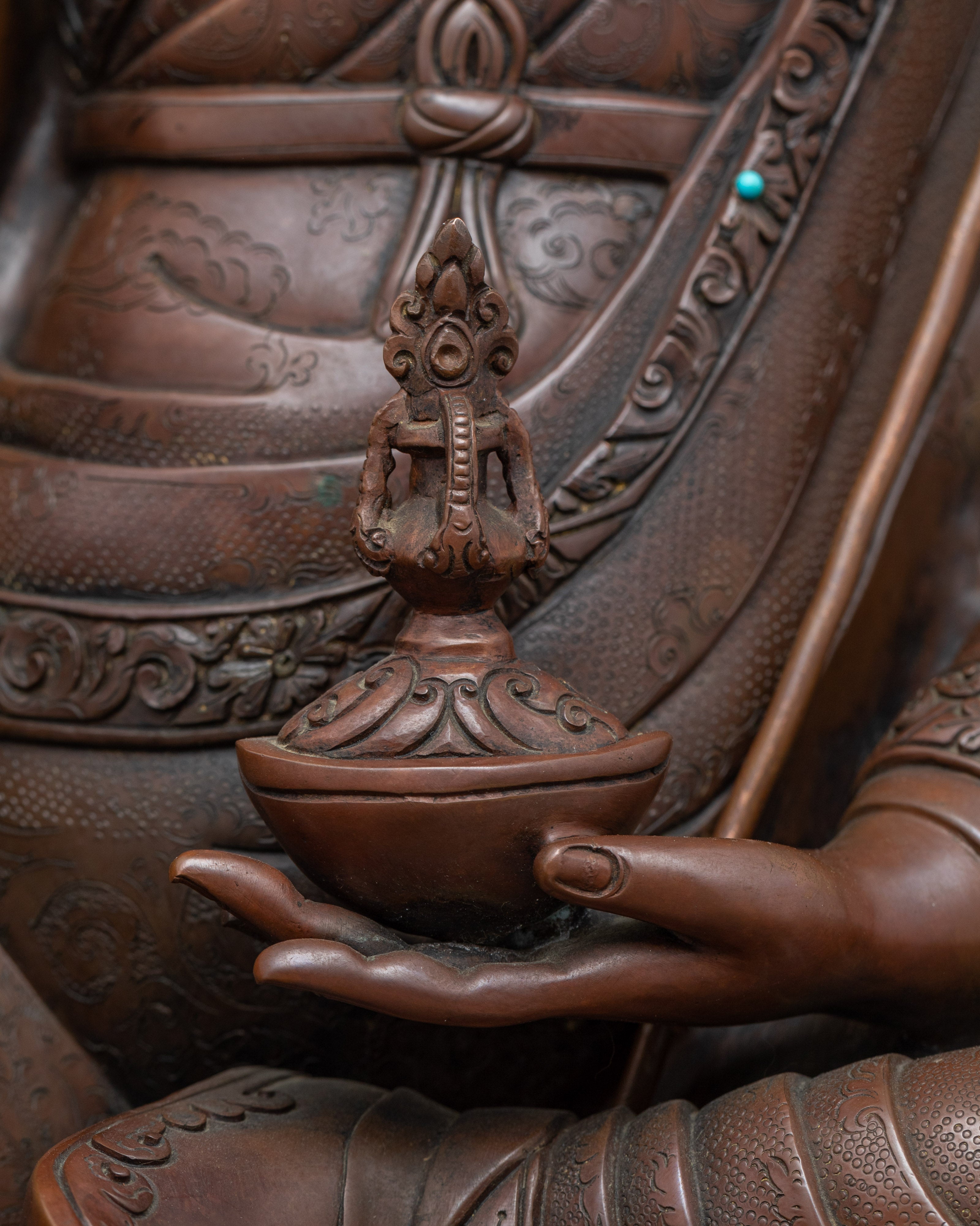 Oxidized Statue Of The Lotus Born Guru Rinpoche | Traditional Himalayan Art For Meditation - Termatree