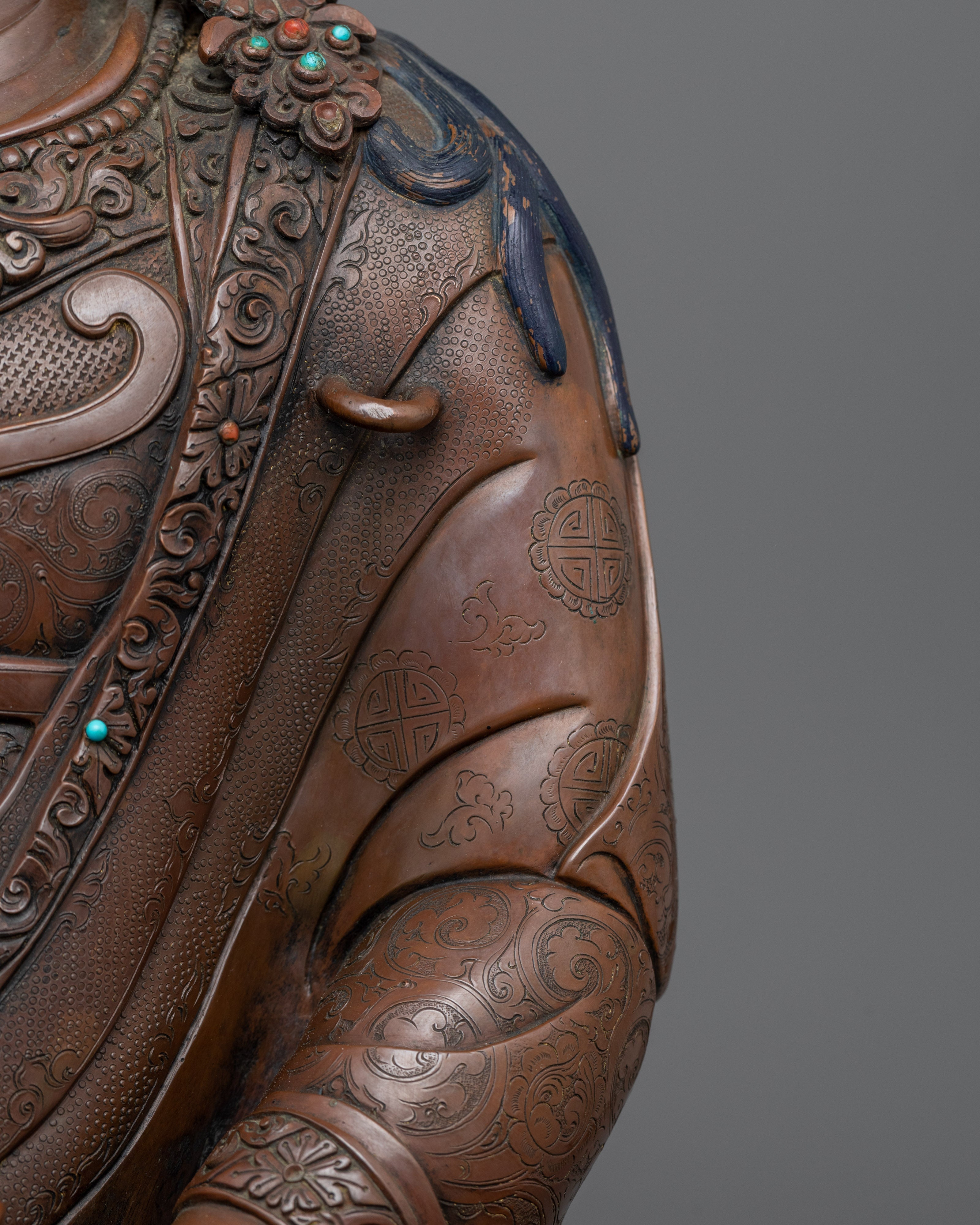 Oxidized Statue Of The Lotus Born Guru Rinpoche | Traditional Himalayan Art For Meditation - Termatree