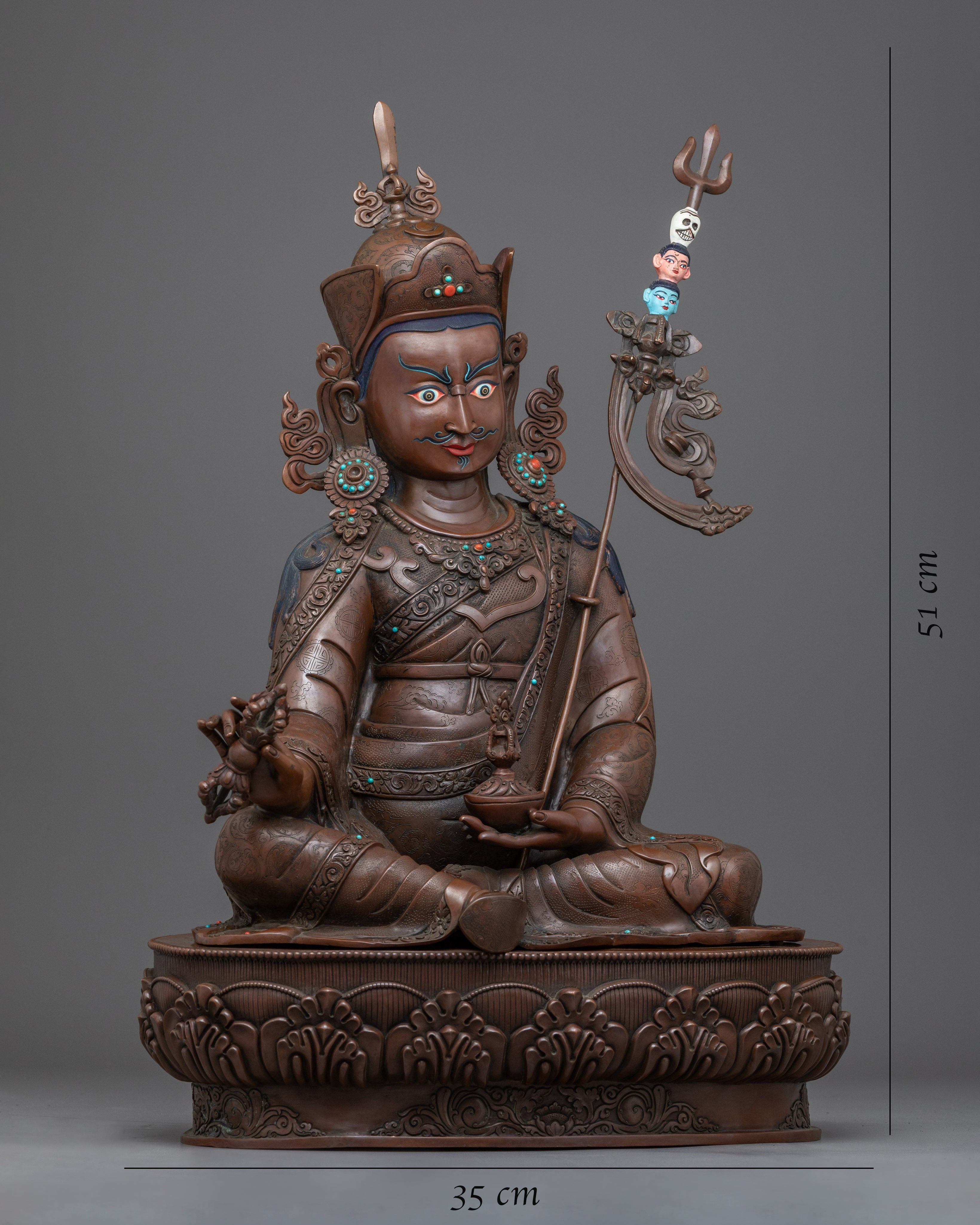 Oxidized Statue Of The Lotus Born Guru Rinpoche | Traditional Himalayan Art For Meditation - Termatree