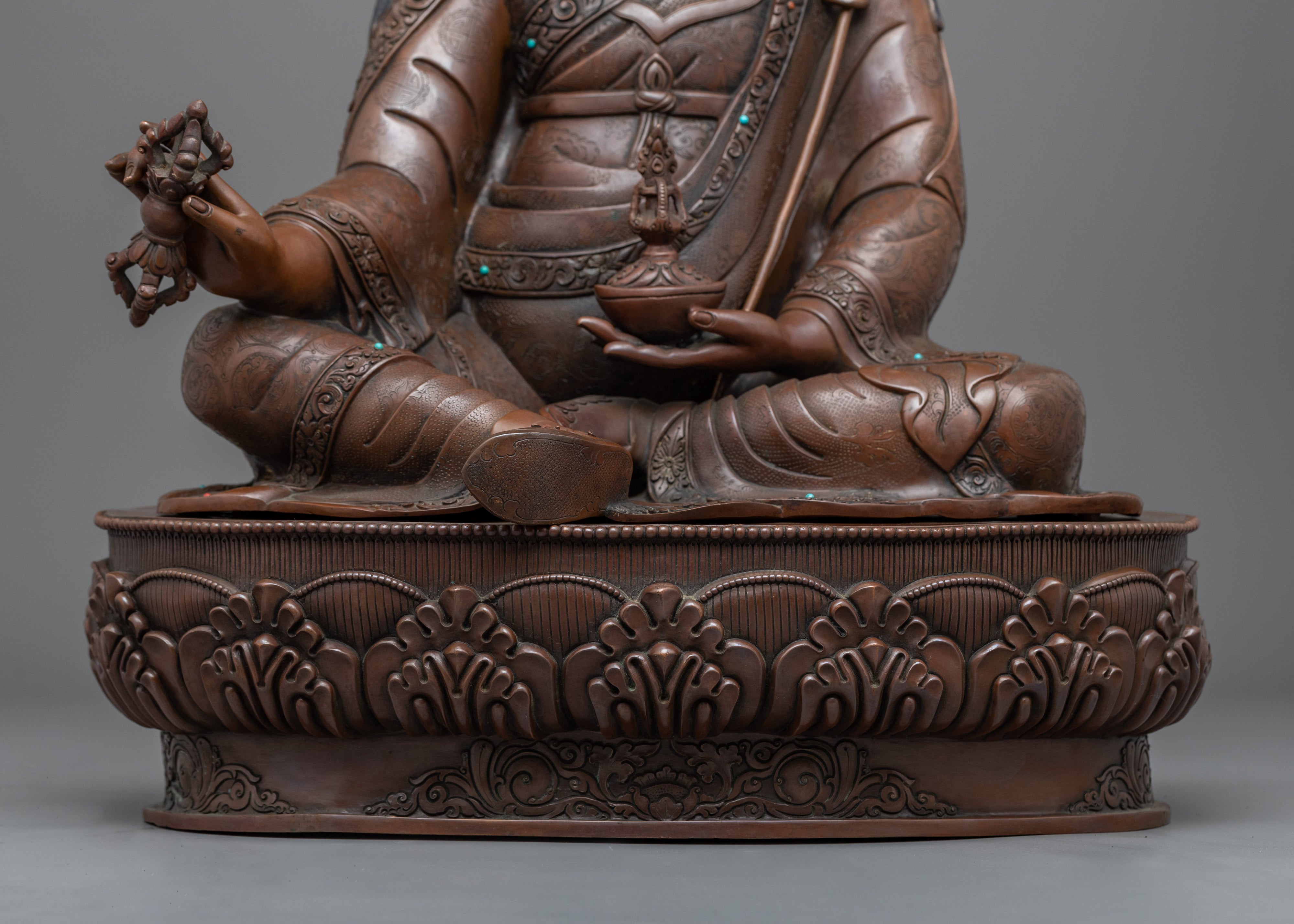 Oxidized Statue Of The Lotus Born Guru Rinpoche | Traditional Himalayan Art For Meditation - Termatree
