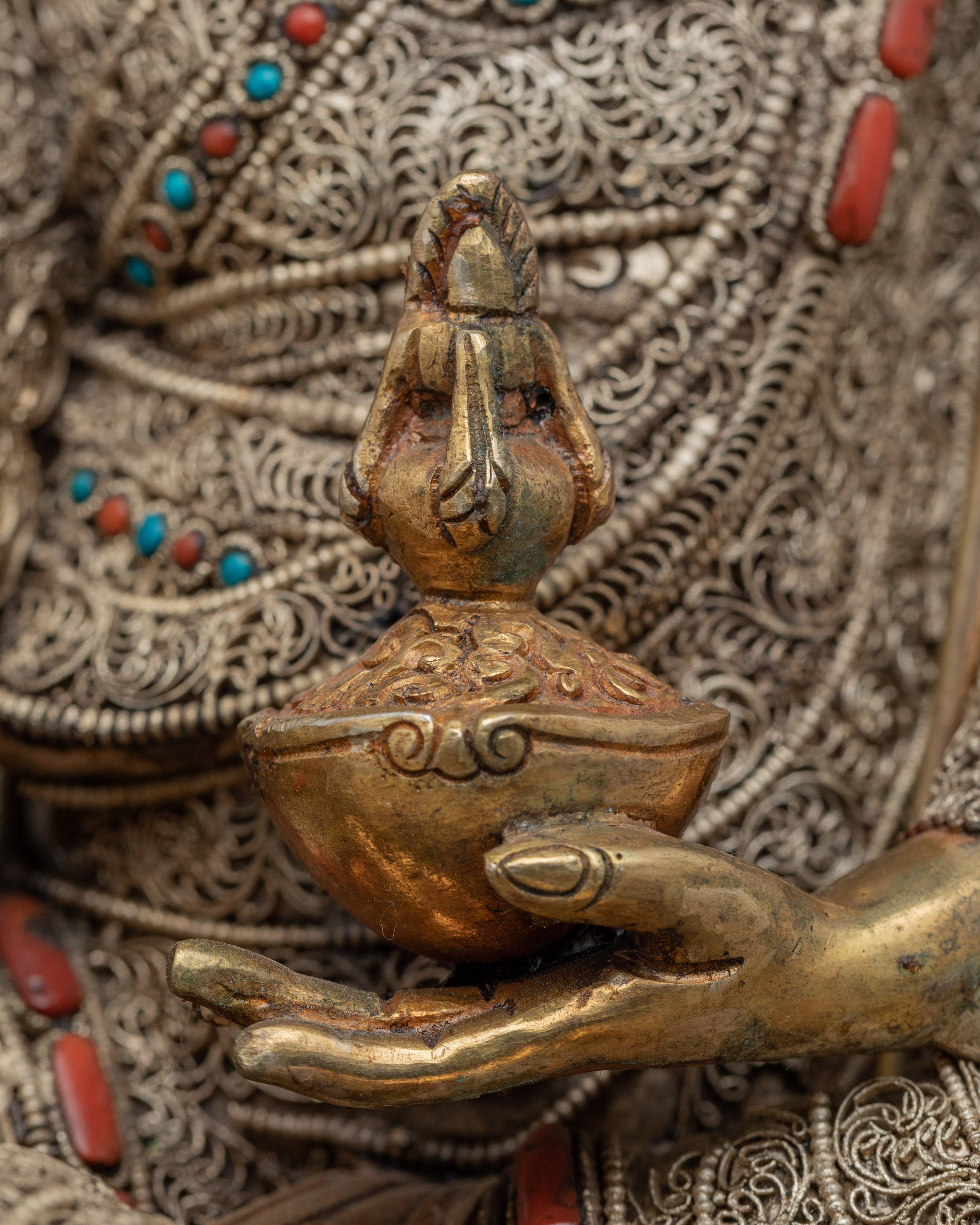 Gold Gilded Statue For Padmasambhava Tantra | Traditionally Hand-sculpted Sculpture